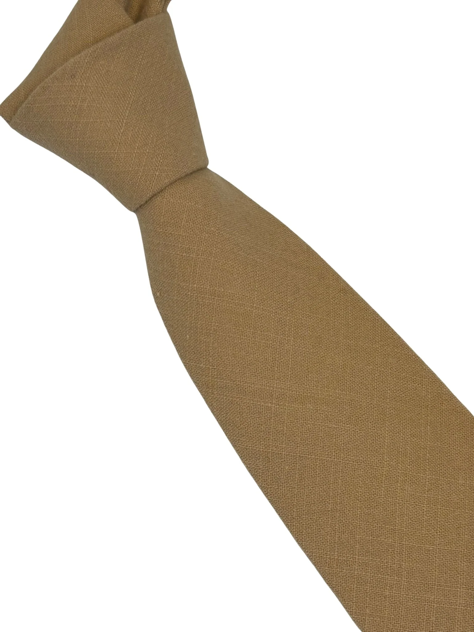caramel beige plain linen tie - Image 6