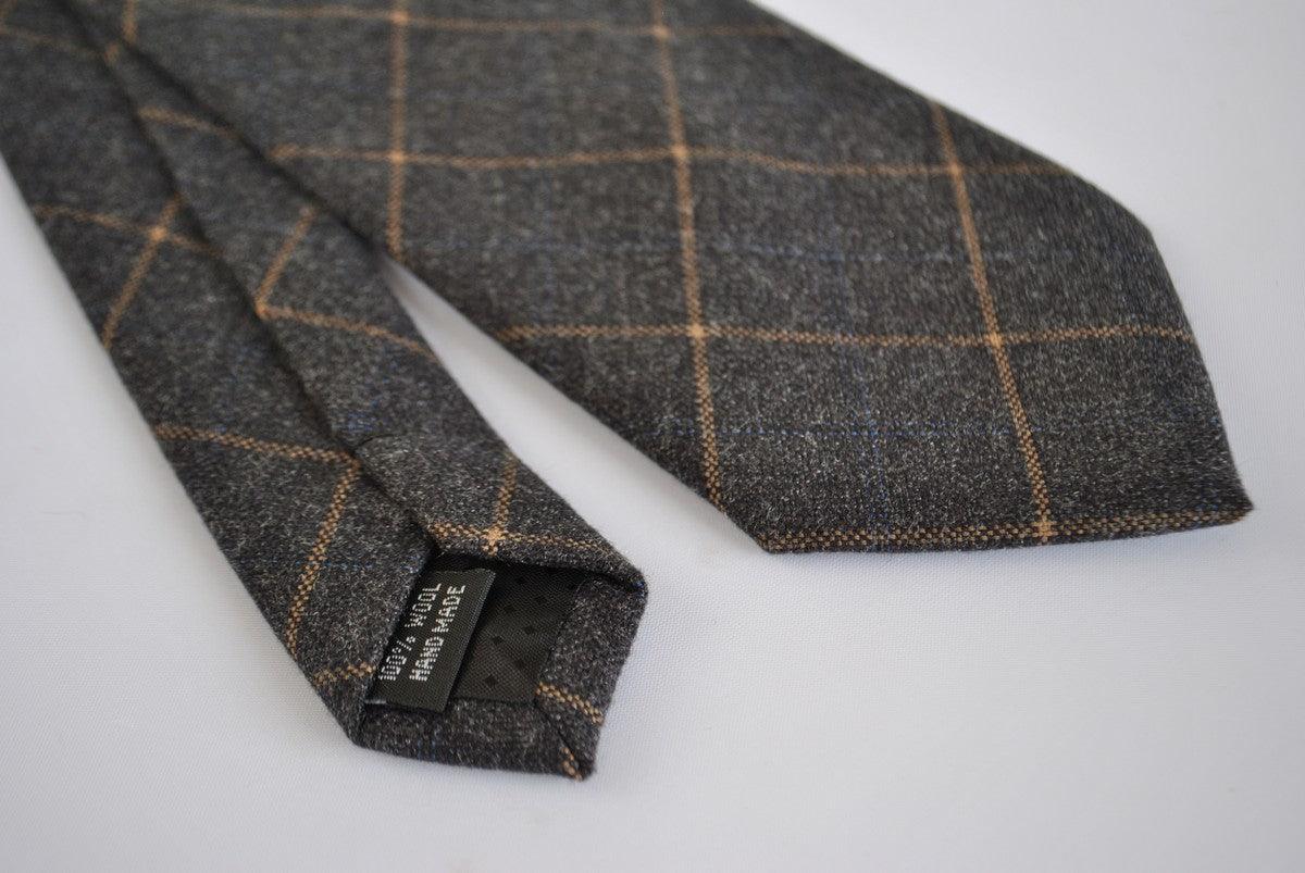 charcoal grey orange check tweed wool skinny tie - Image 4