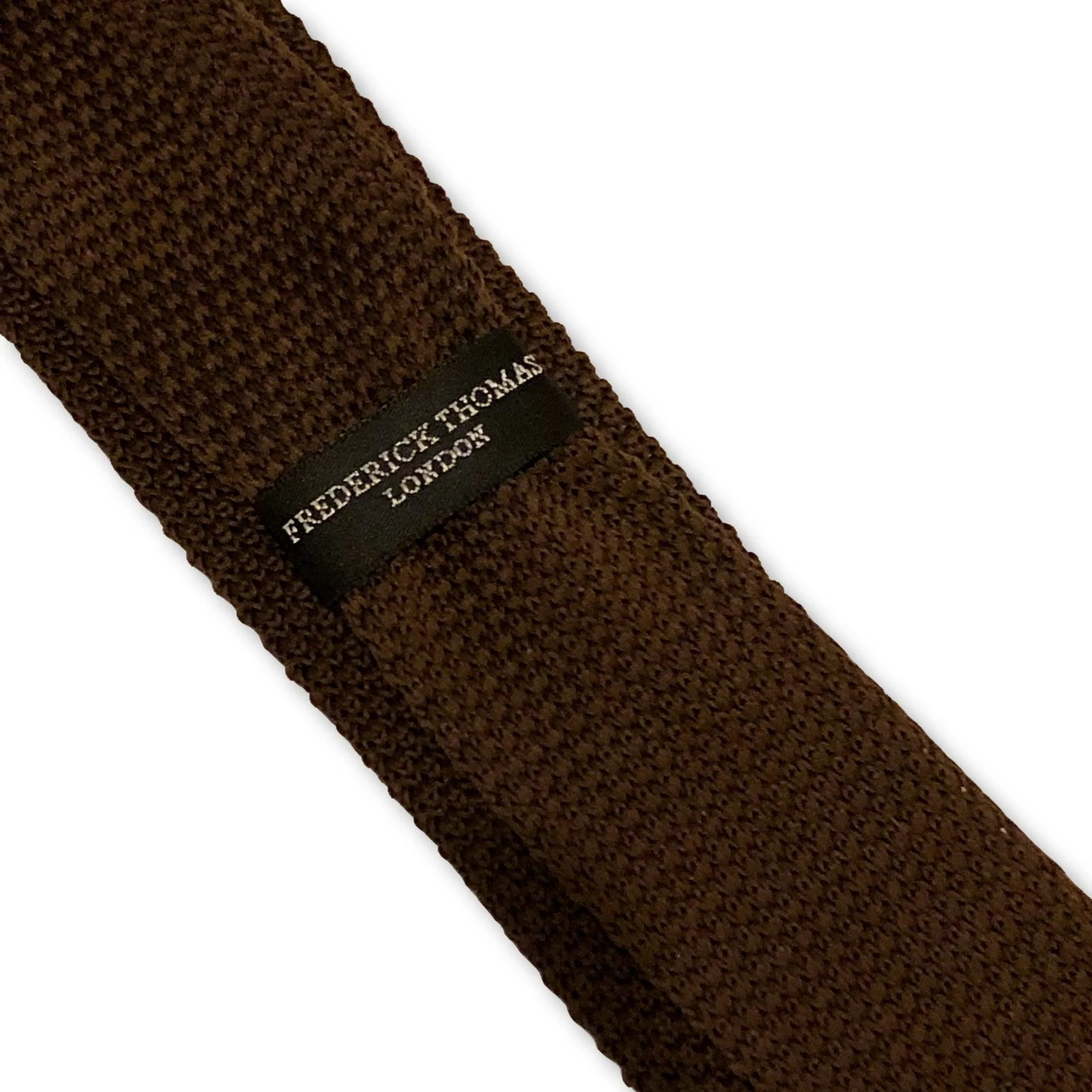 chocolate brown and bright pink spotted knitted tie - Image 4