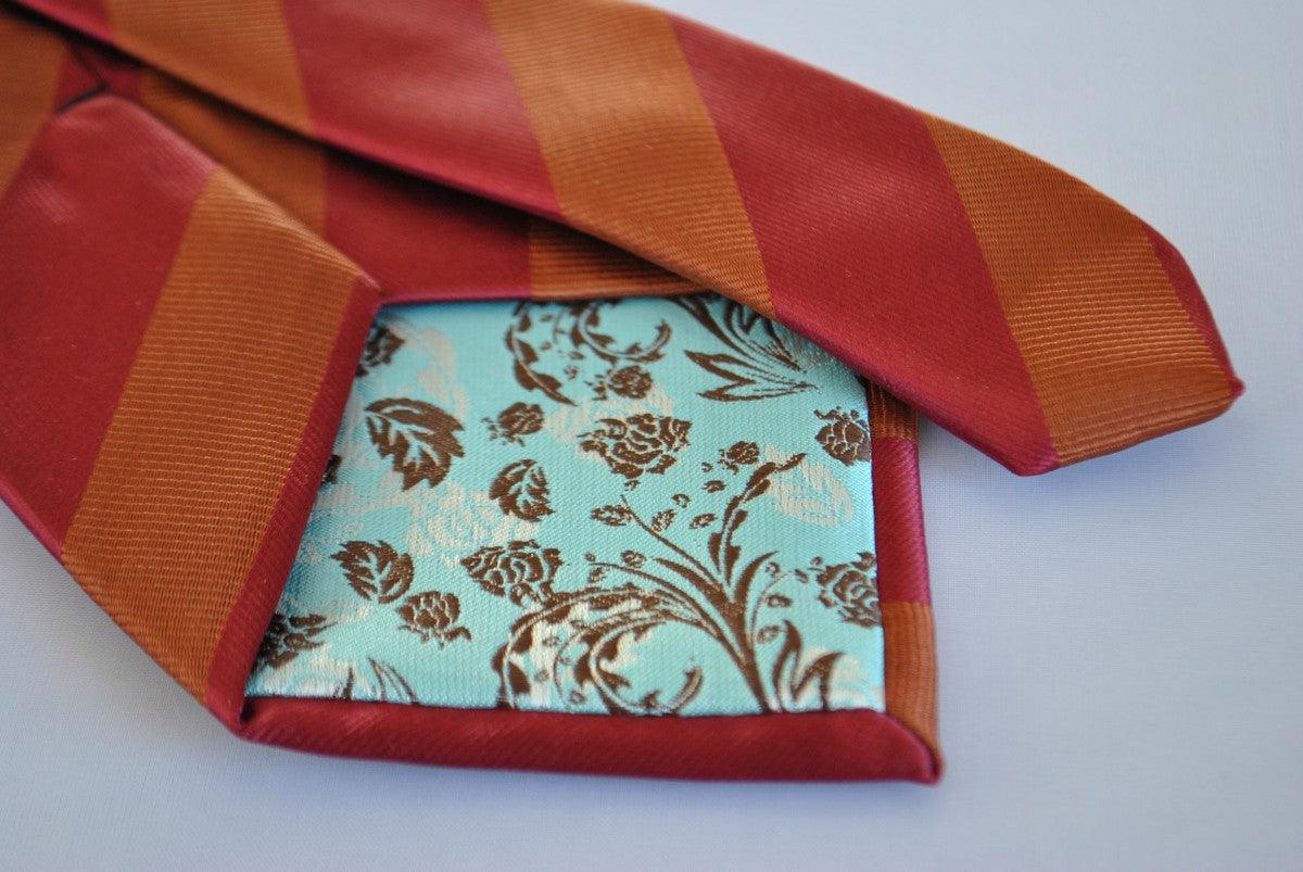 chocolate brown and maroon barber striped tie - Image 4