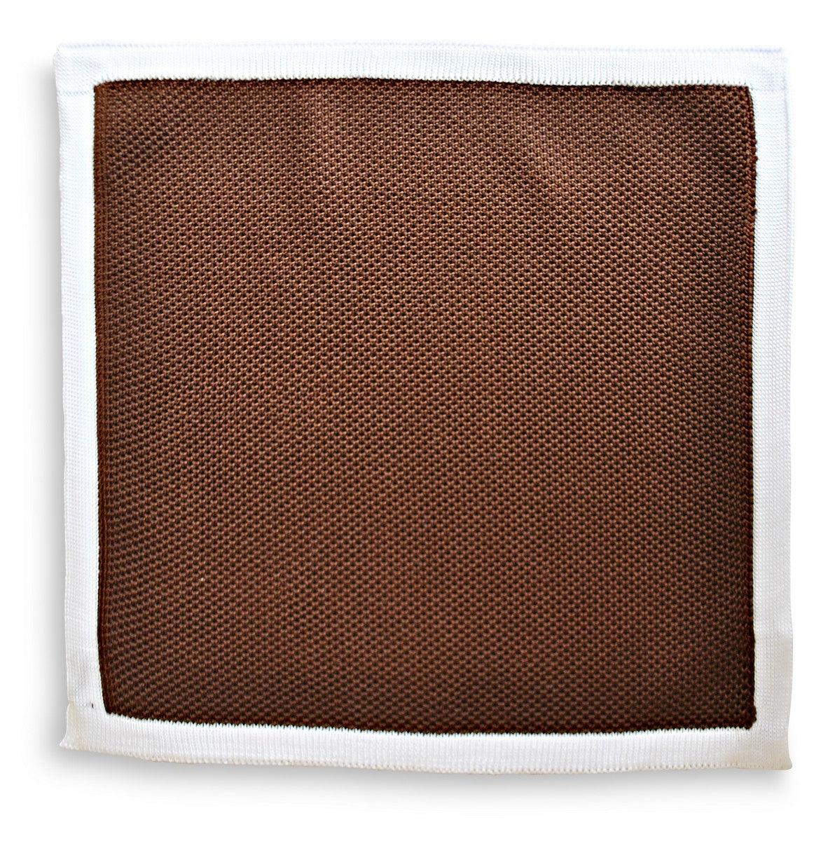 chocolate brown knitted pocket square with white edging - Image 3