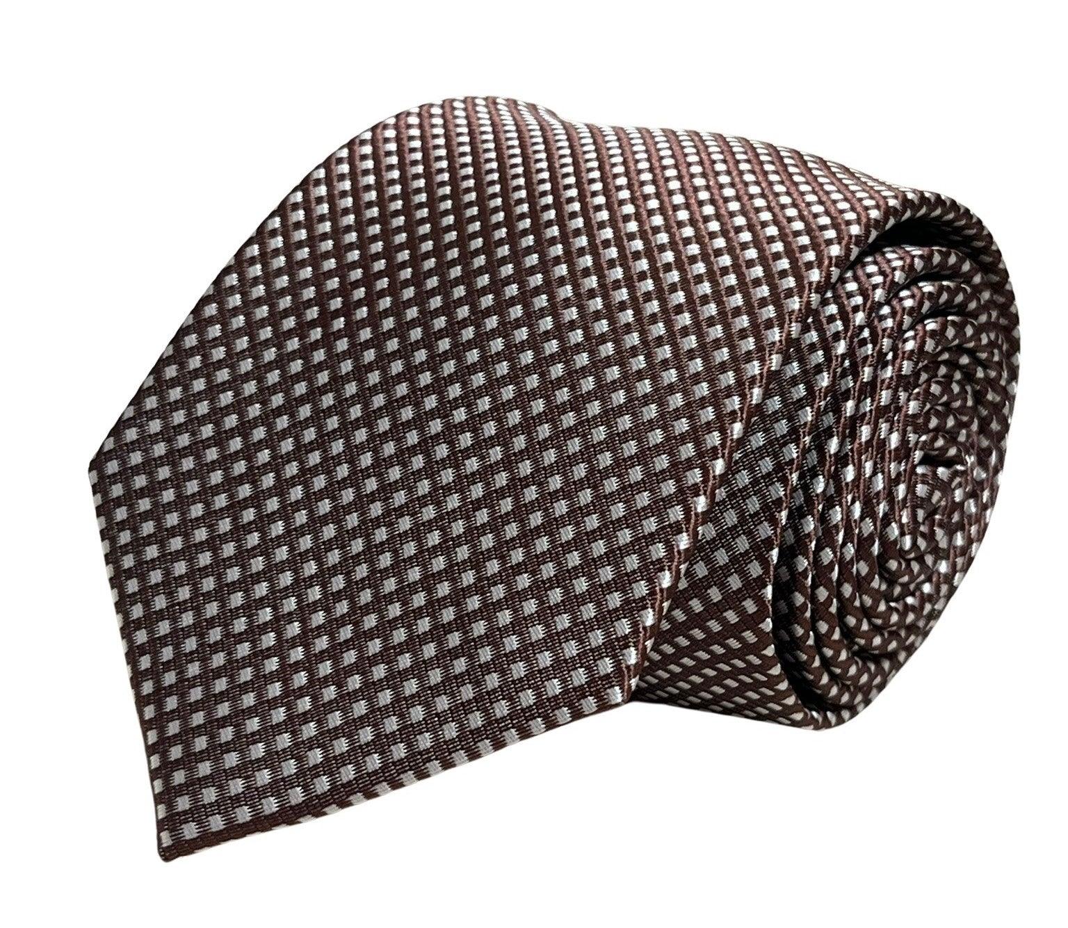 chocolate coffee brown tie with white pin spots - Image 2