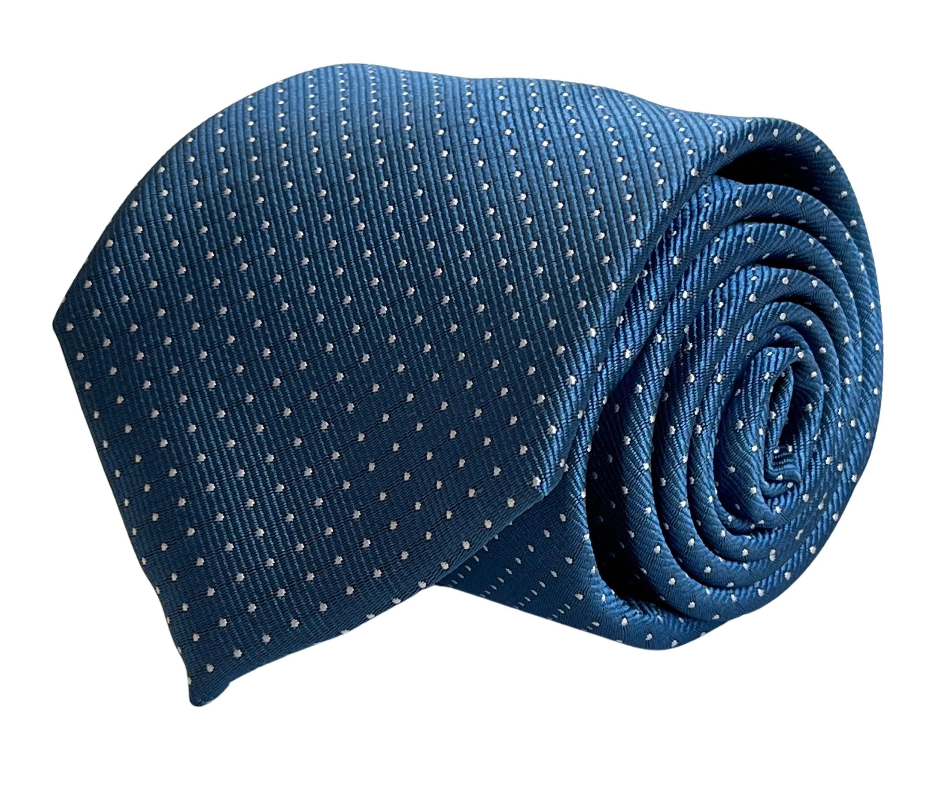 Cobalt, petrol blue, azure tie with white pin spot tie - Image 2
