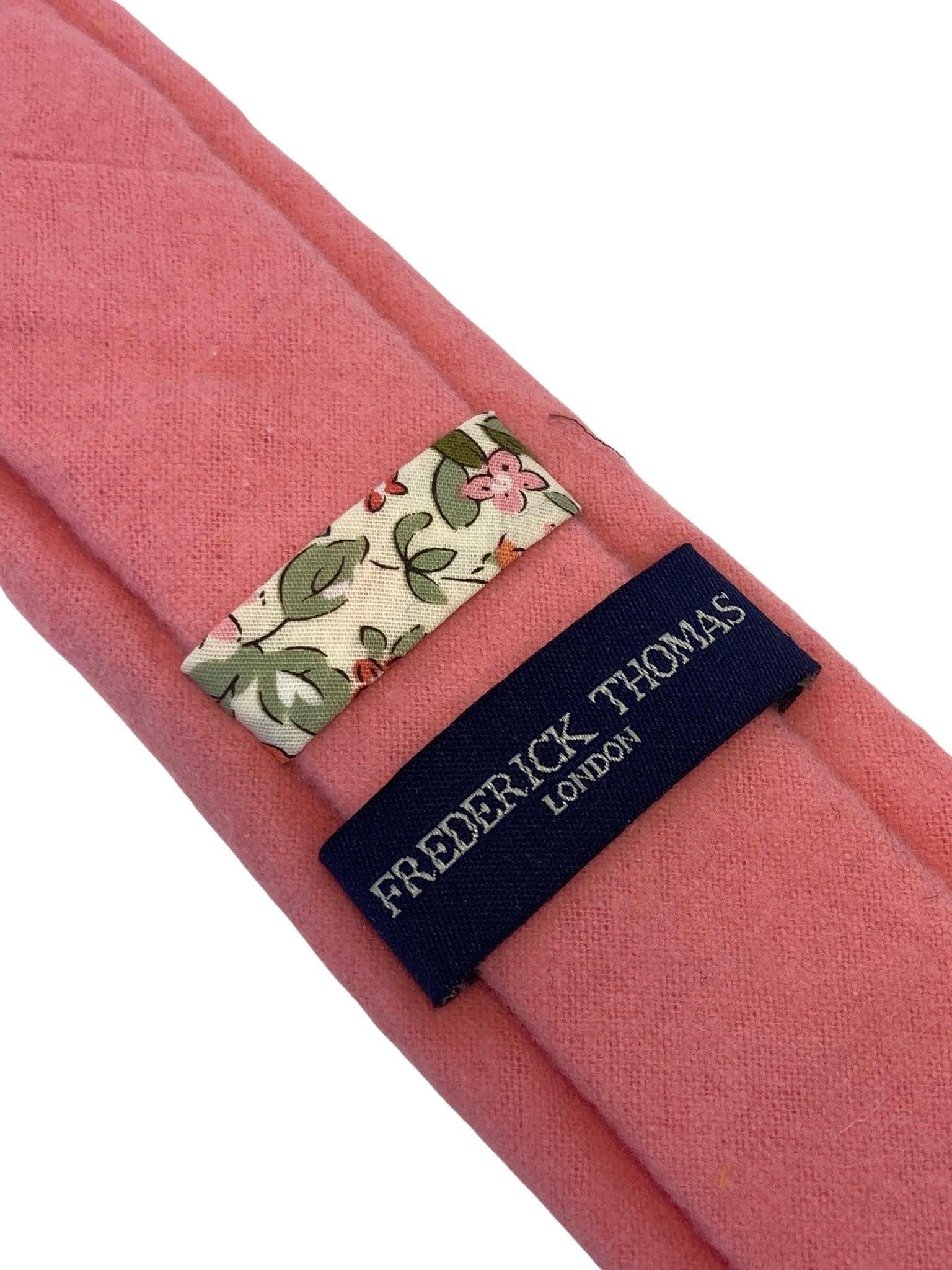 plain coral orange pink 100% wool men's tie - Image 3