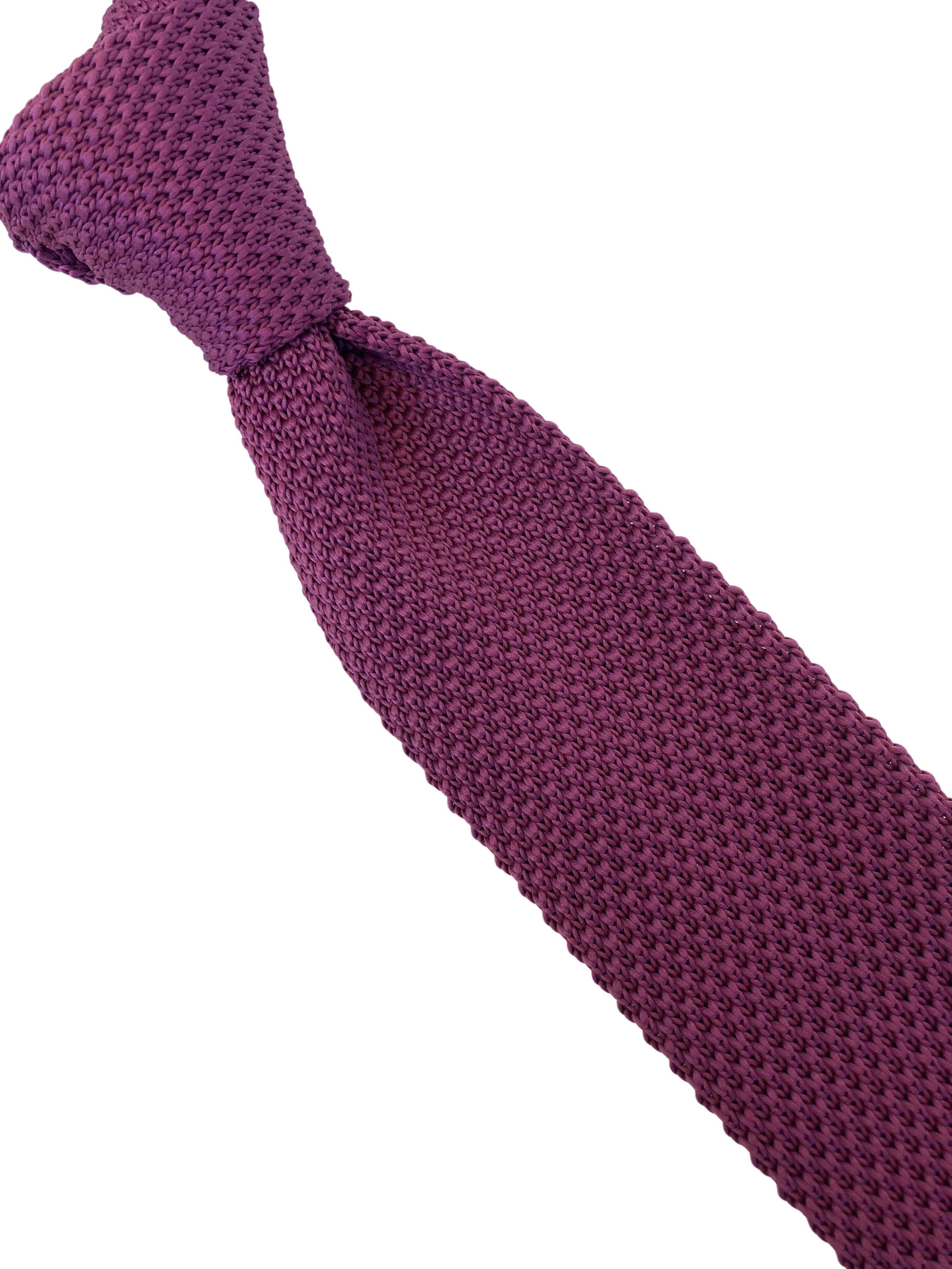 light aubergine plum purple mens knitted tie - Image 4