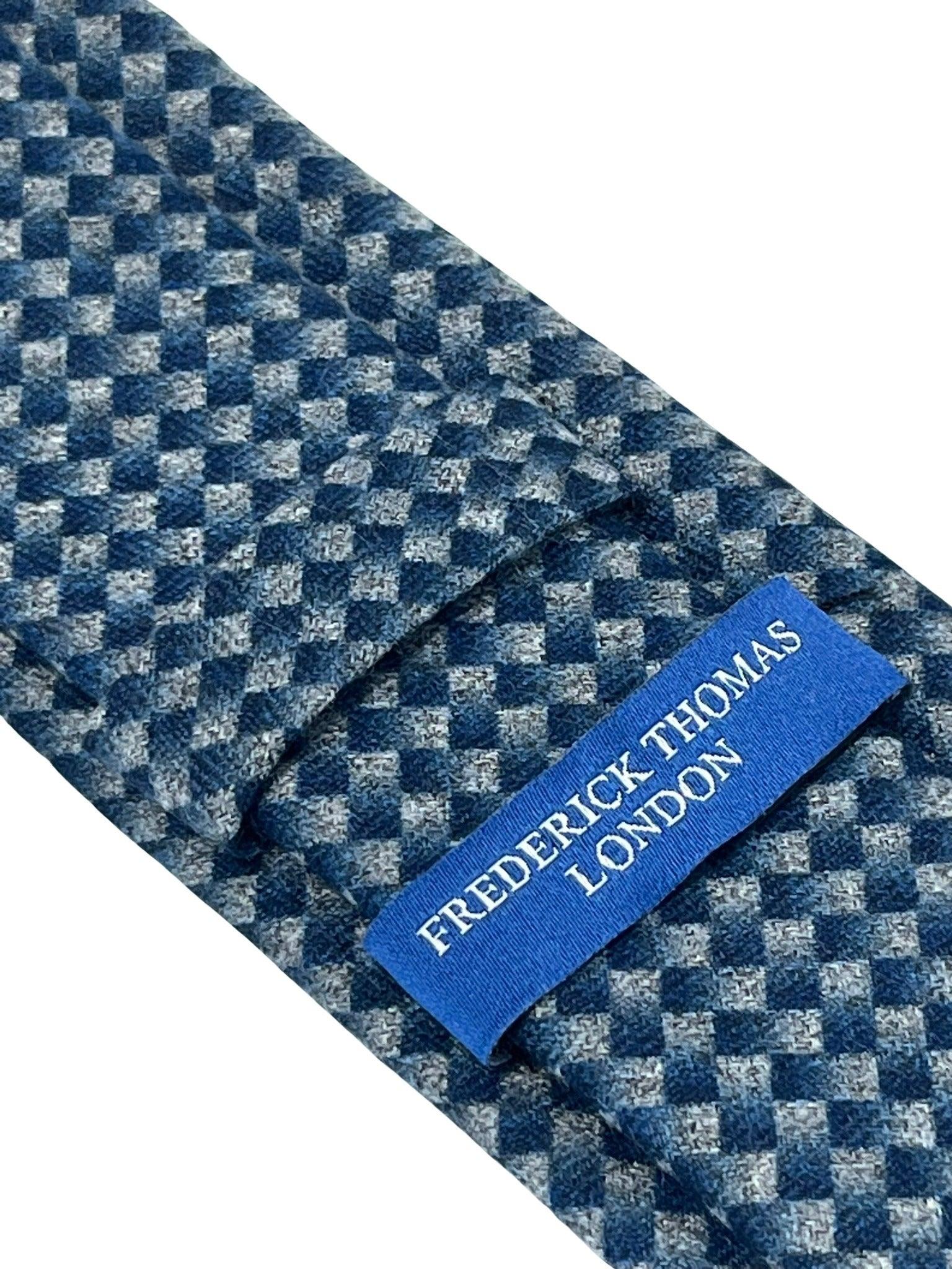 dark blue and grey tie with geometric pattern - Image 4