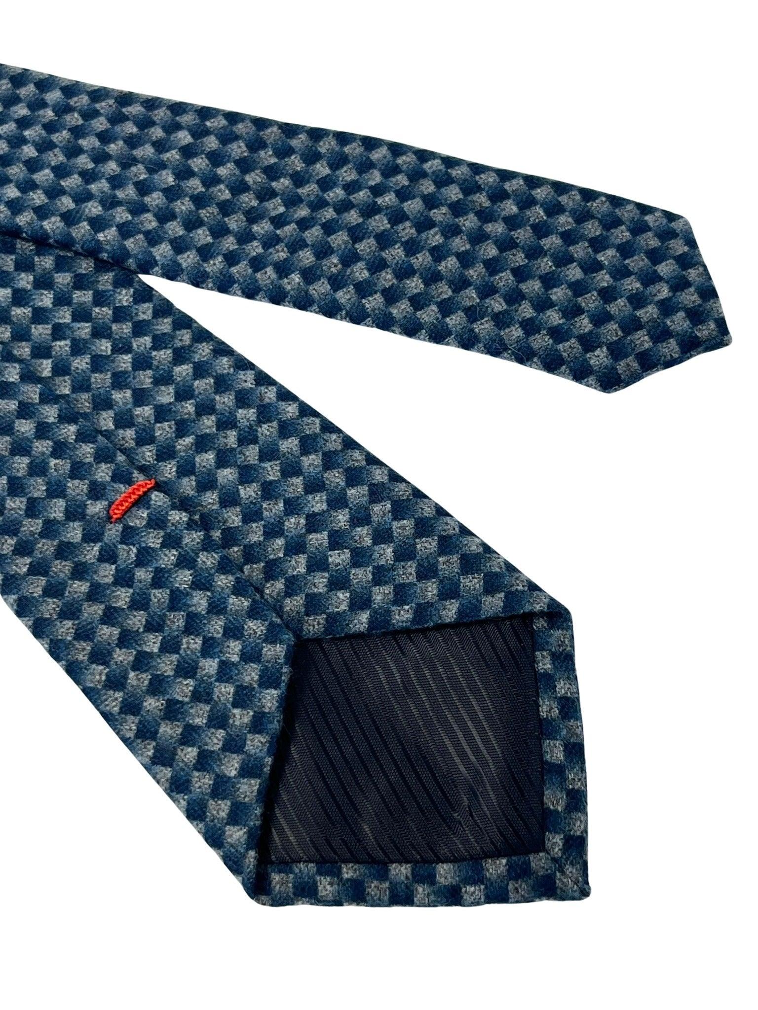 dark blue and grey tie with geometric pattern - Image 5