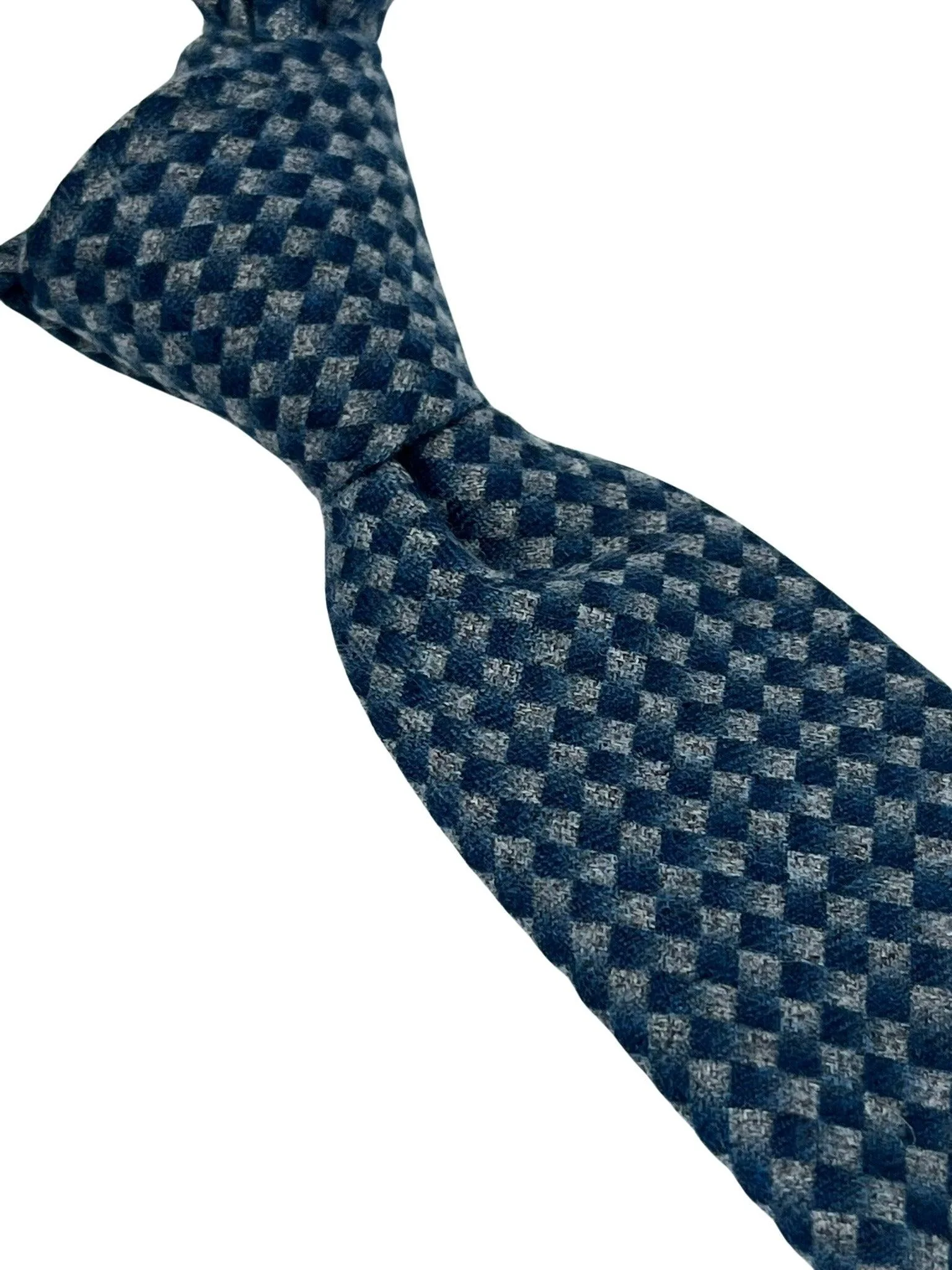 dark blue and grey tie with geometric pattern - Image 6