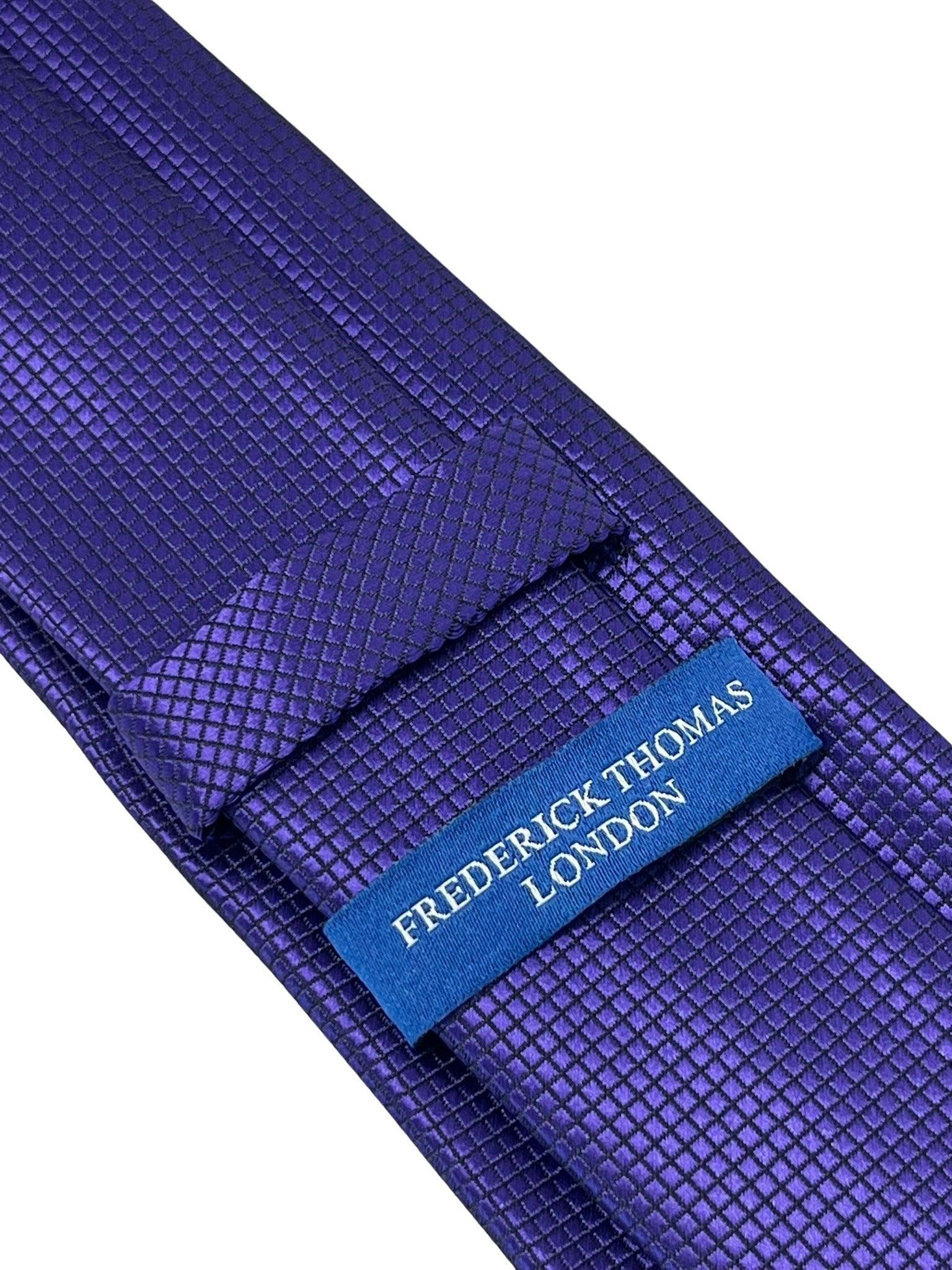 dark cadbury purple tie with subtle squared design - Image 4