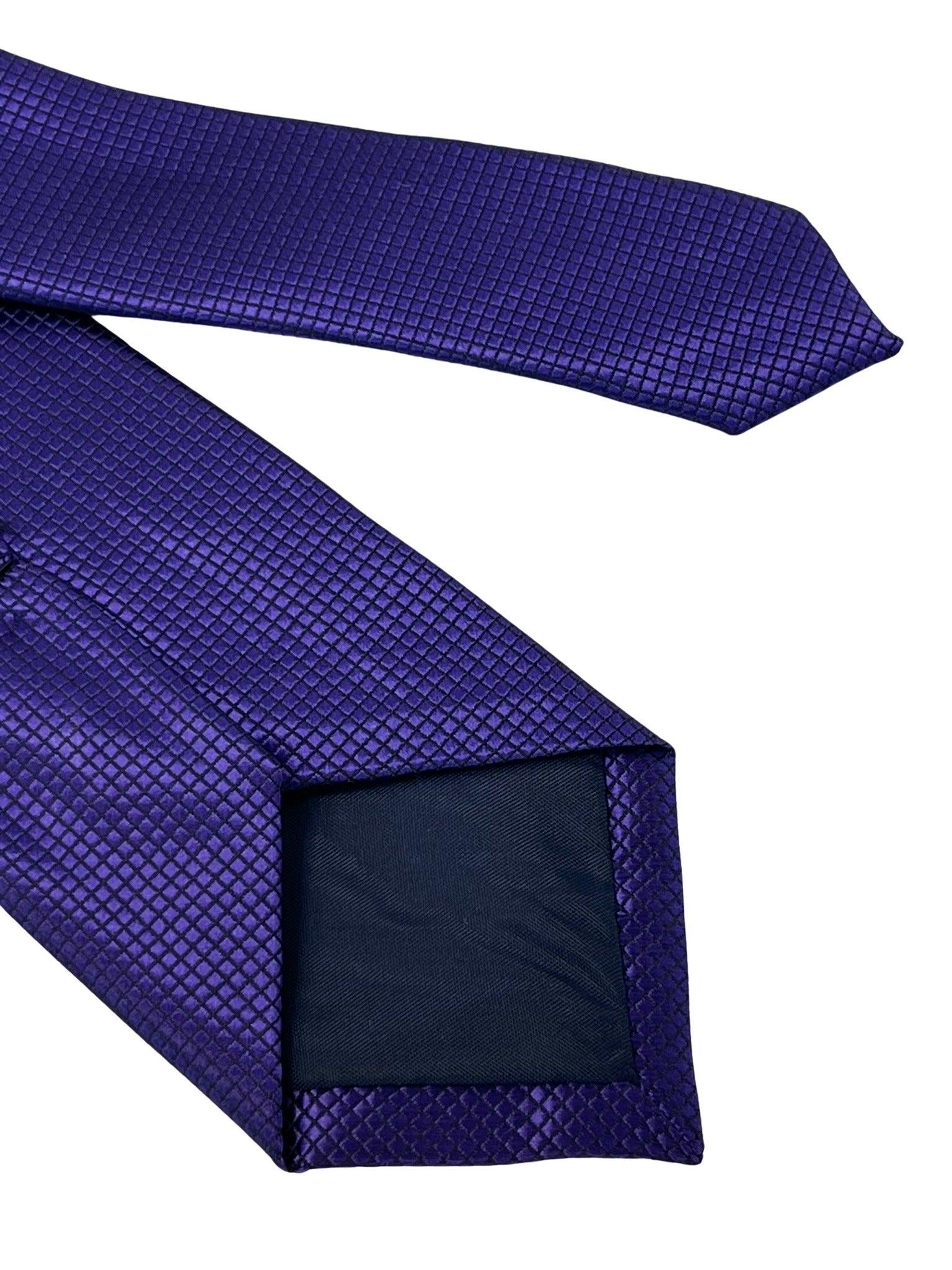dark cadbury purple tie with subtle squared design - Image 5