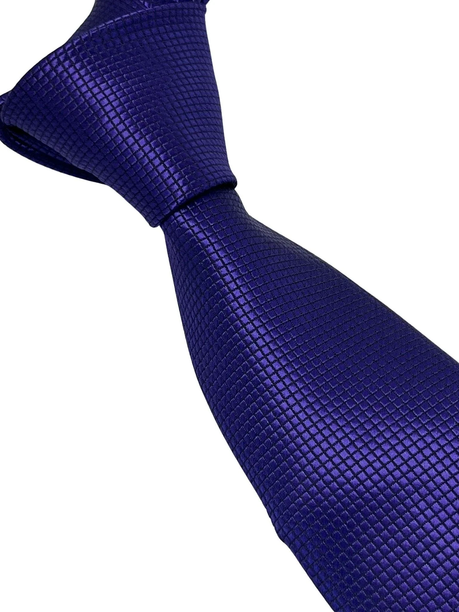 dark cadbury purple tie with subtle squared design - Image 6