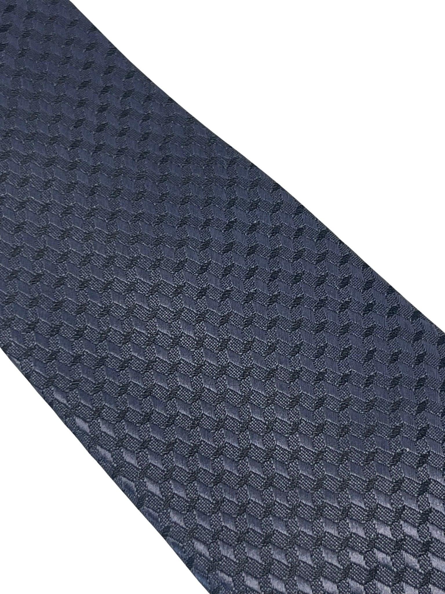 dark charcoal grey tie  with geometric design - Image 3