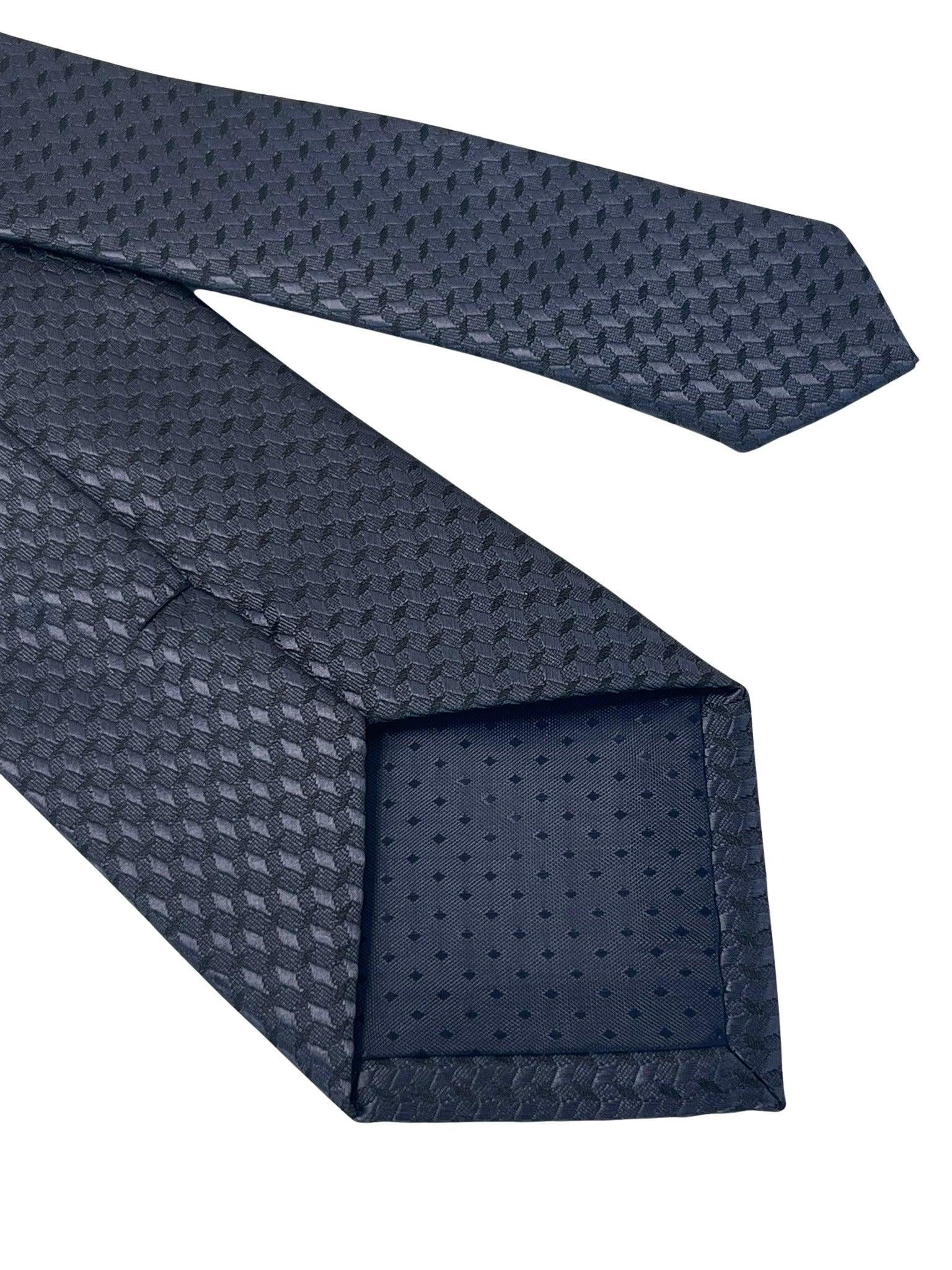dark charcoal grey tie  with geometric design - Image 5