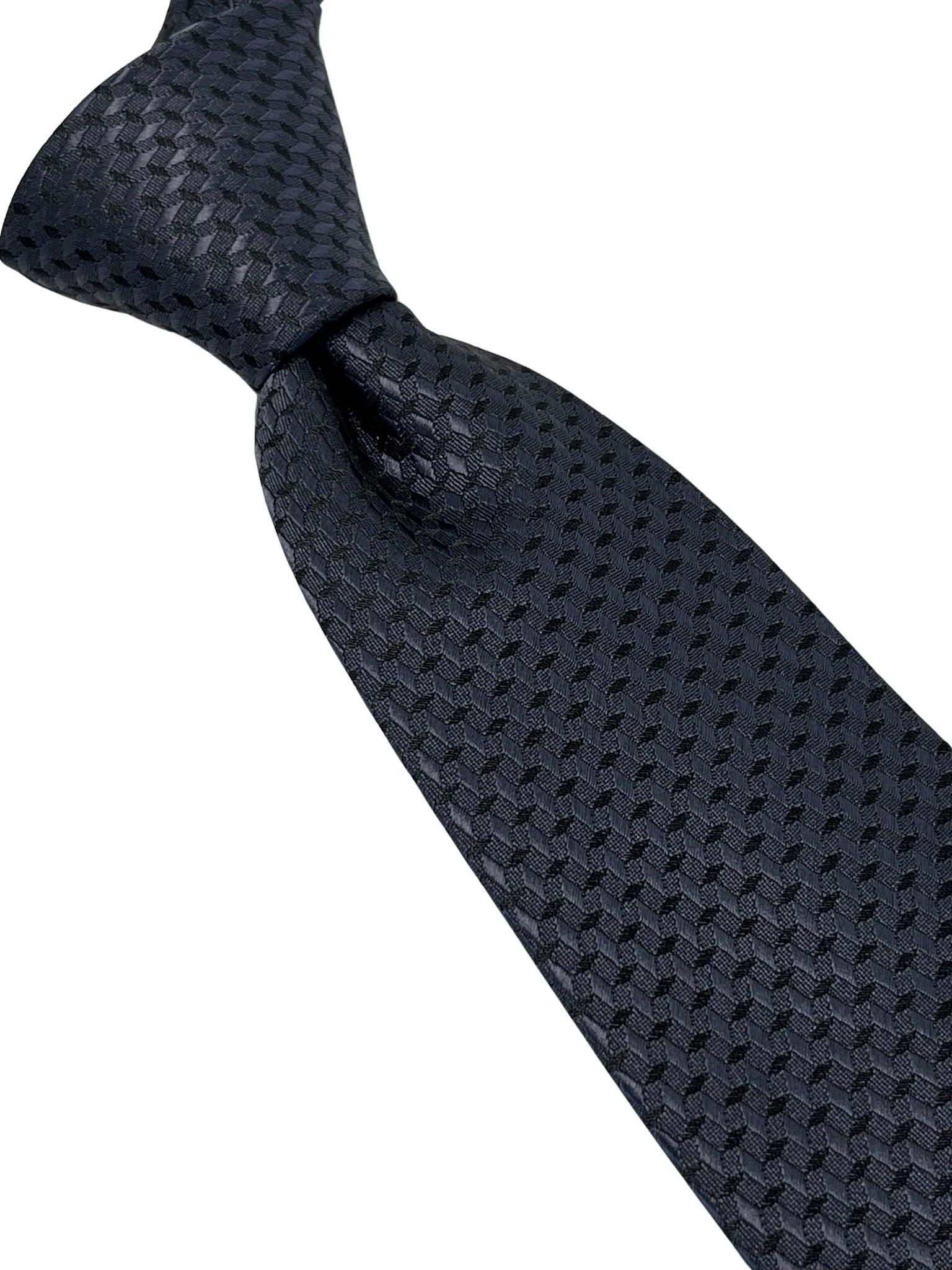 dark charcoal grey tie  with geometric design - Image 6