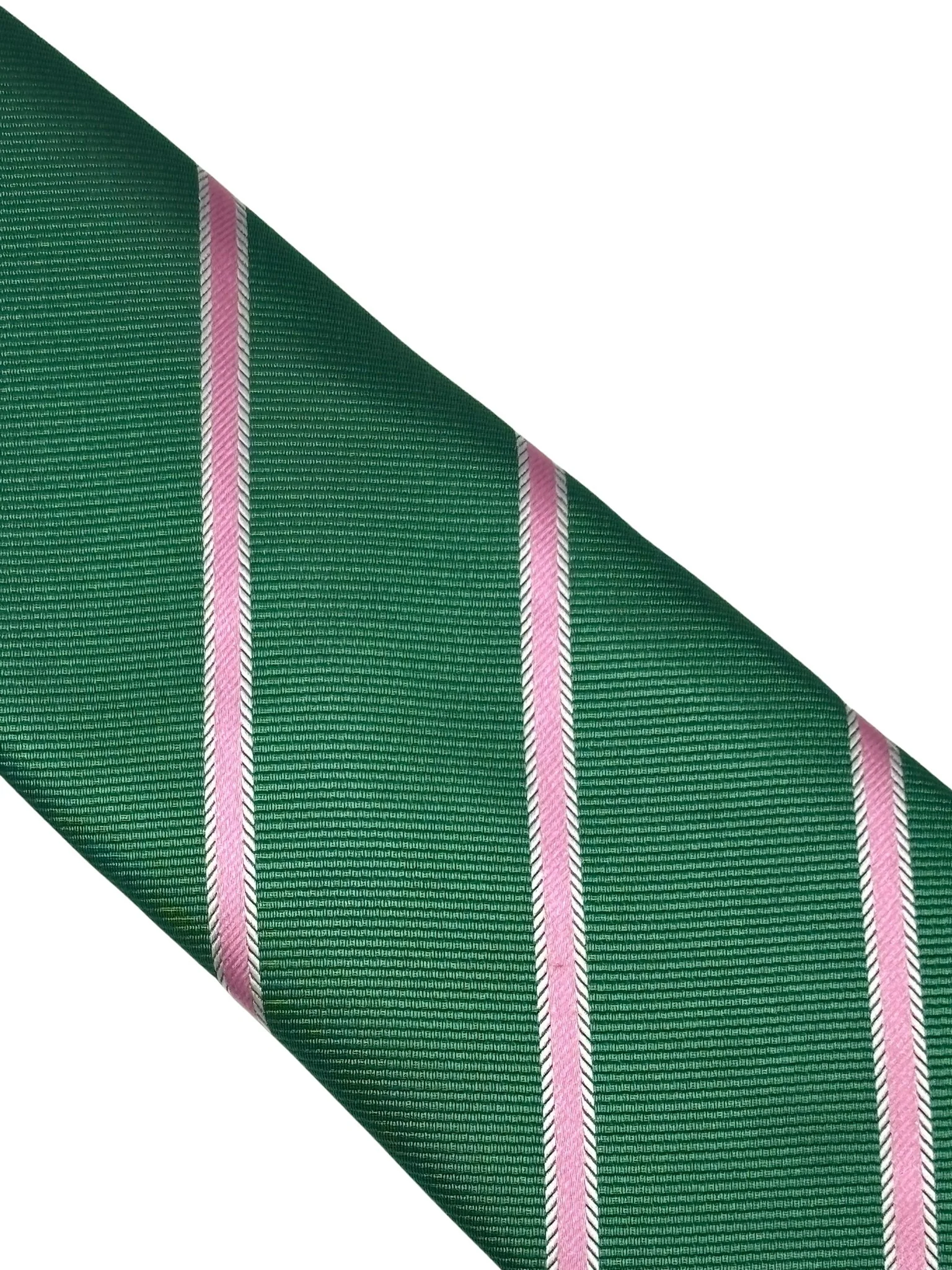 dark emerald forest green mens tie with pink club stripe - Image 3