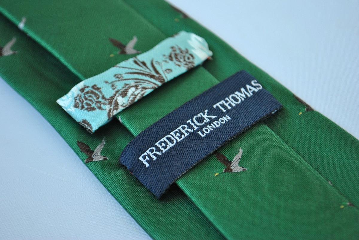 dark green tie with flying duck design - Image 3
