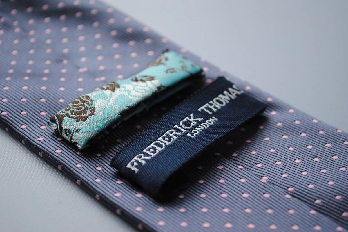 dark grey tie with pale pink pin spots - Image 2