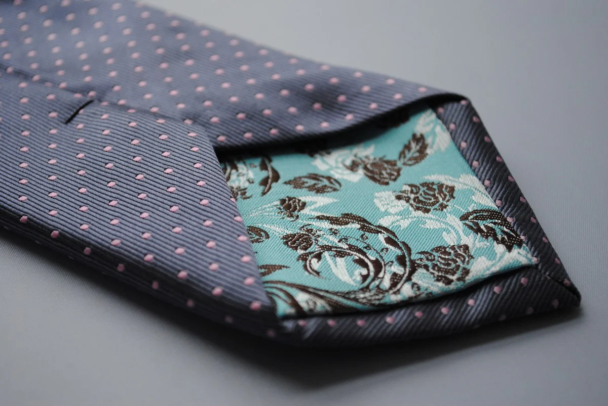 dark grey tie with pale pink pin spots - Image 4