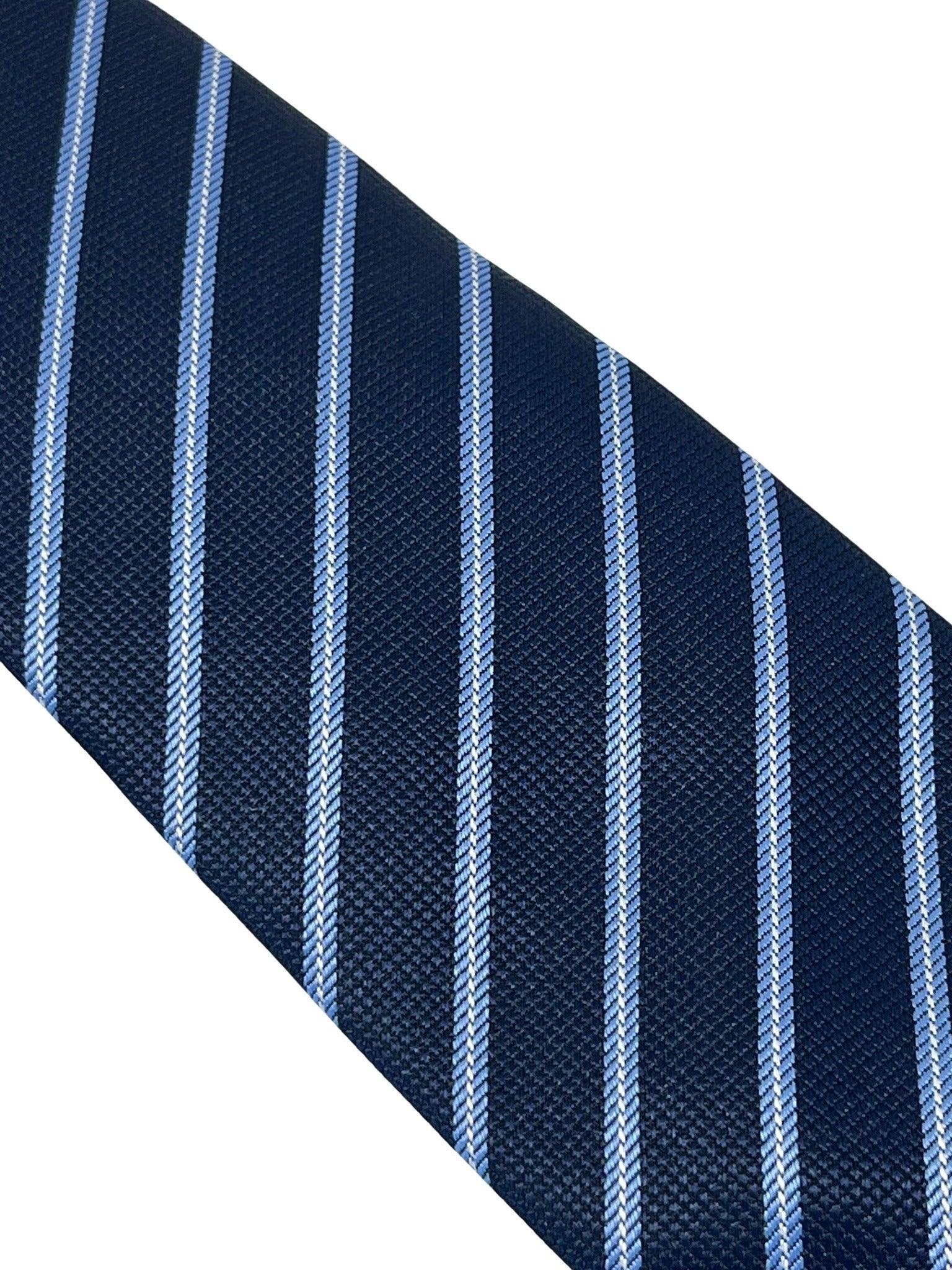 dark navy blue tie with light pale blue stripe - Image 3