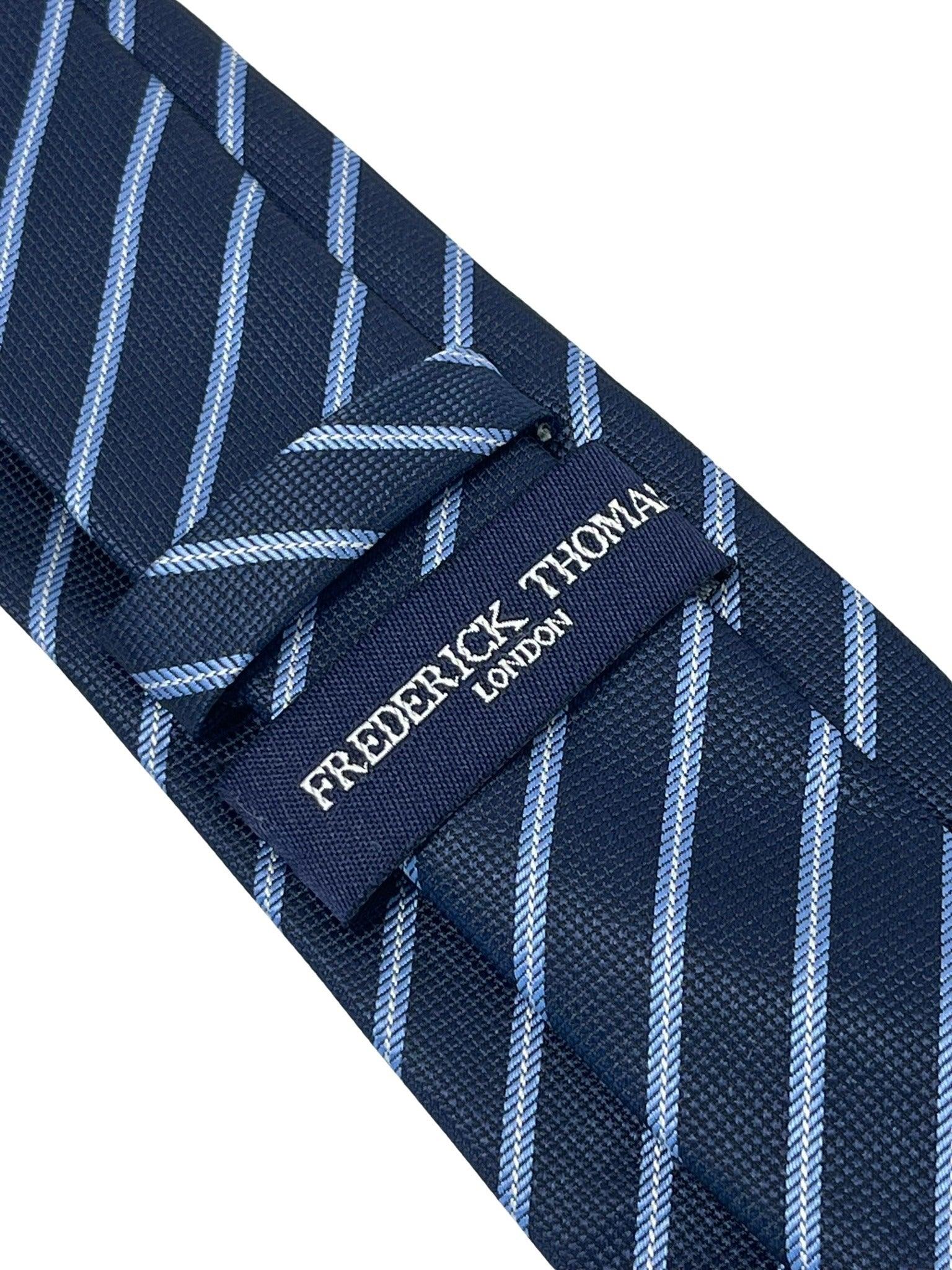 dark navy blue tie with light pale blue stripe - Image 4
