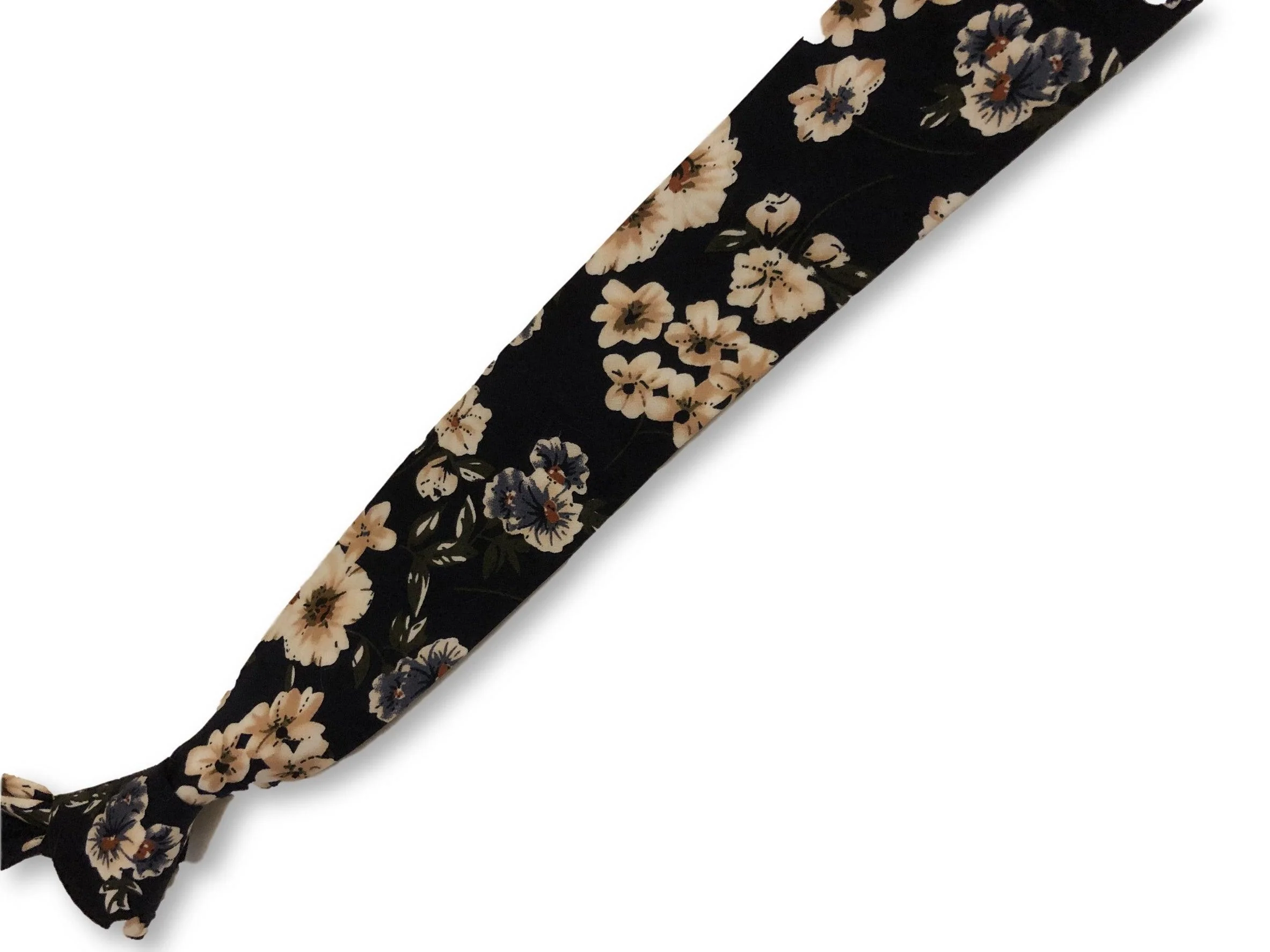 dark navy blue with blush pink floral design cotton tie - Image 2