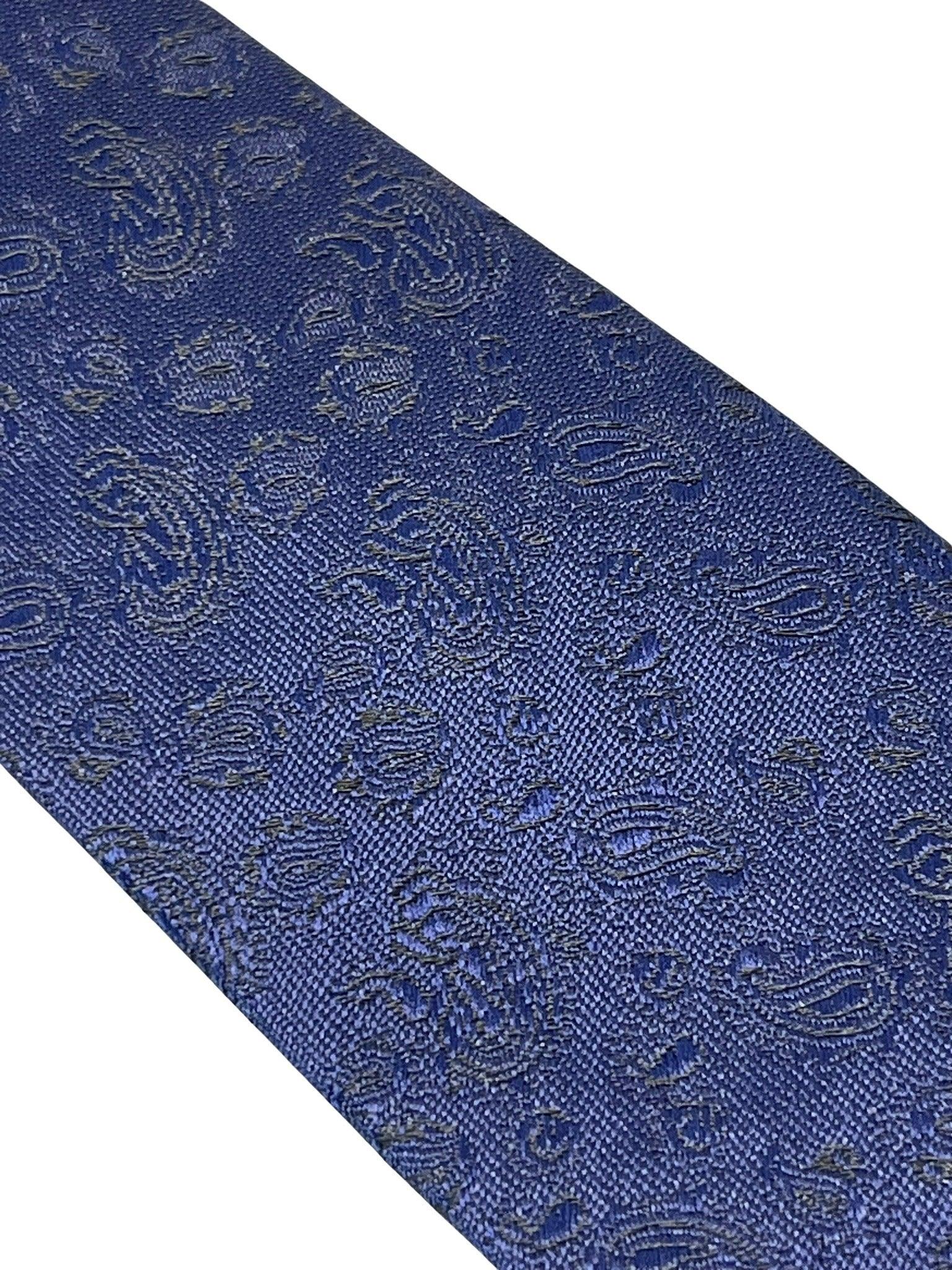 dark navy blue tie with subtle paisley design - Image 3
