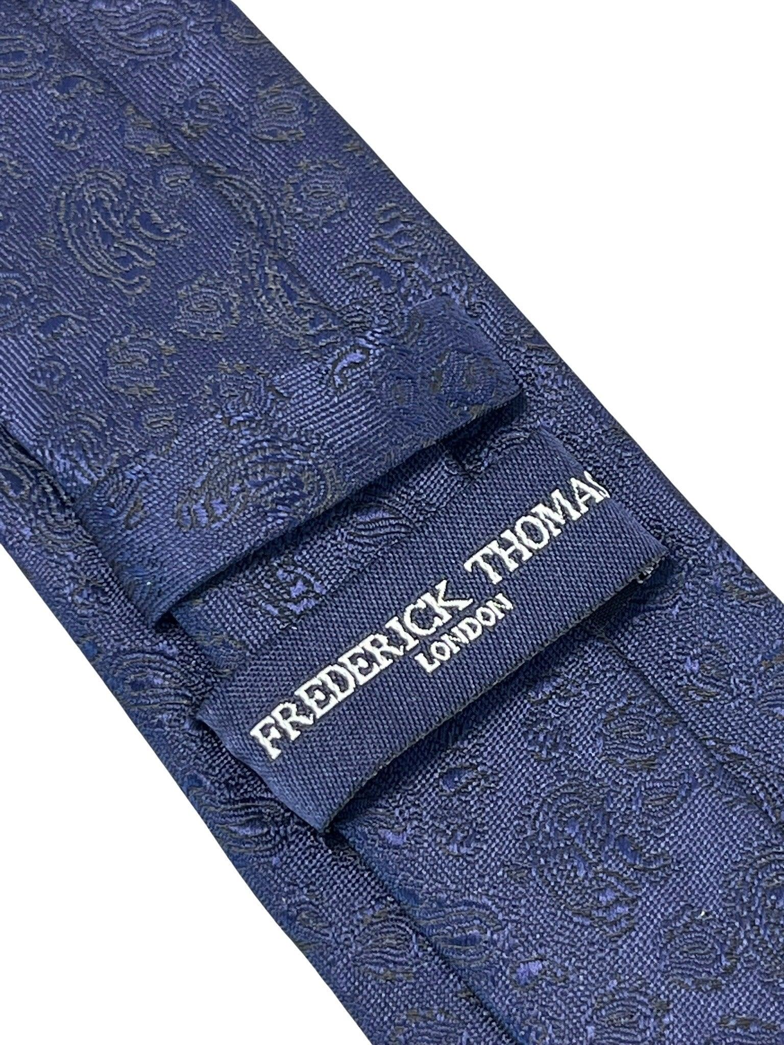 dark navy blue tie with subtle paisley design - Image 4