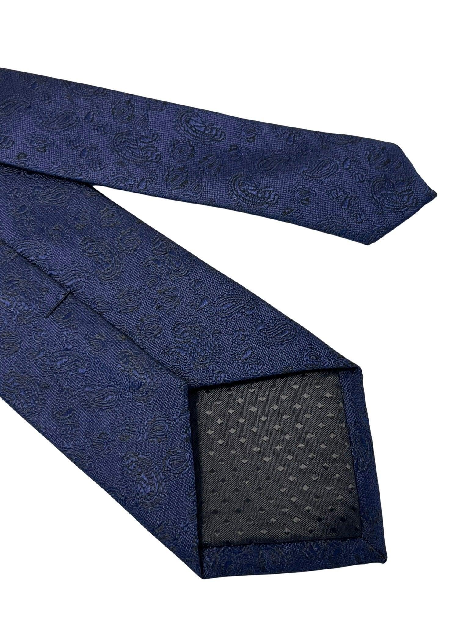 dark navy blue tie with subtle paisley design - Image 5