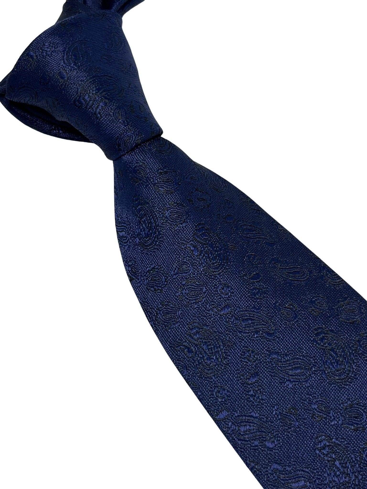 dark navy blue tie with subtle paisley design - Image 6