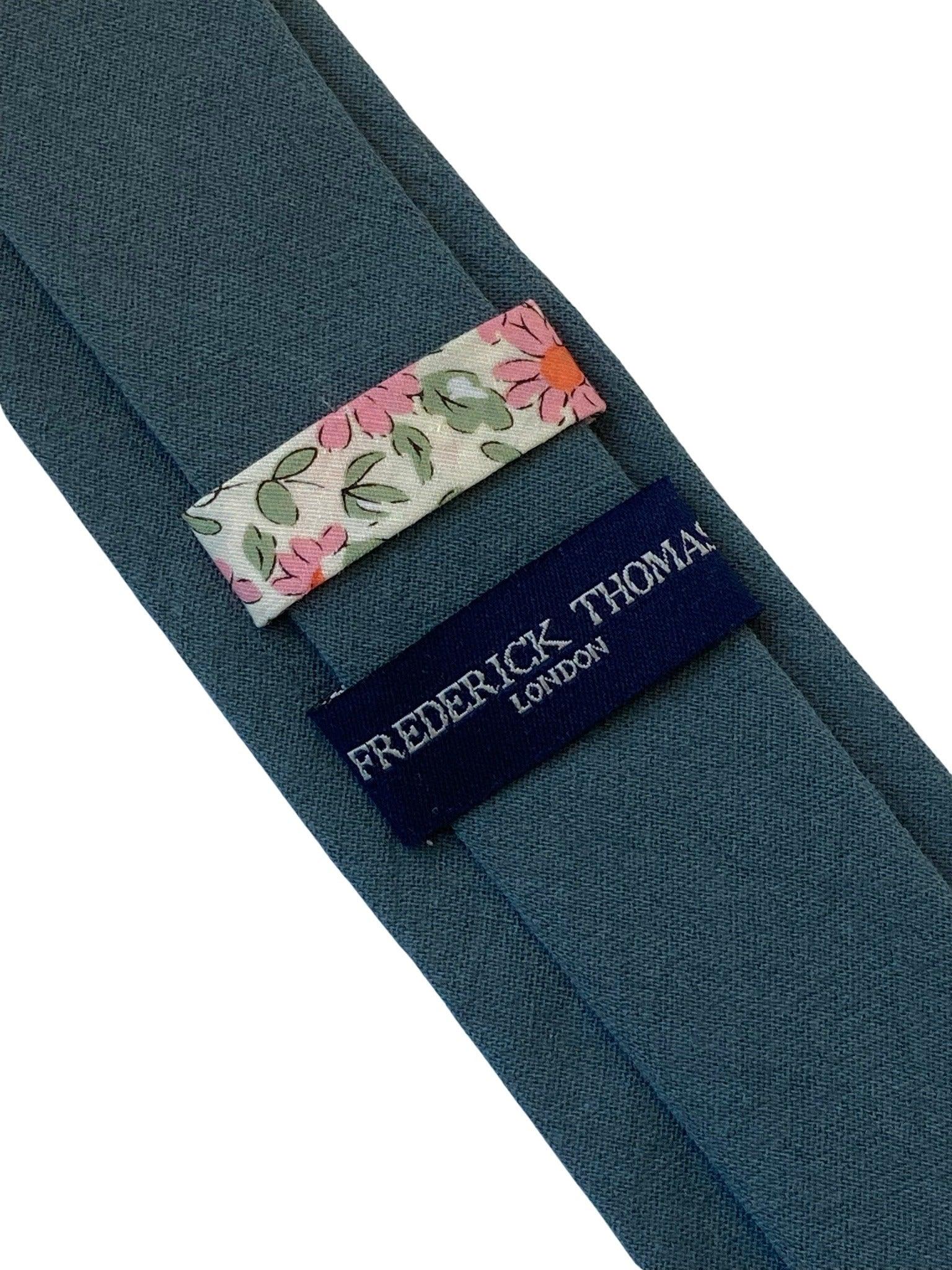 dark sea green turquoise 100% linen mens tie - Image 3