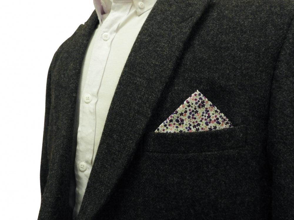 Ditsy Blue, Purple and Pink Floral Print Pocket Square - Image 2