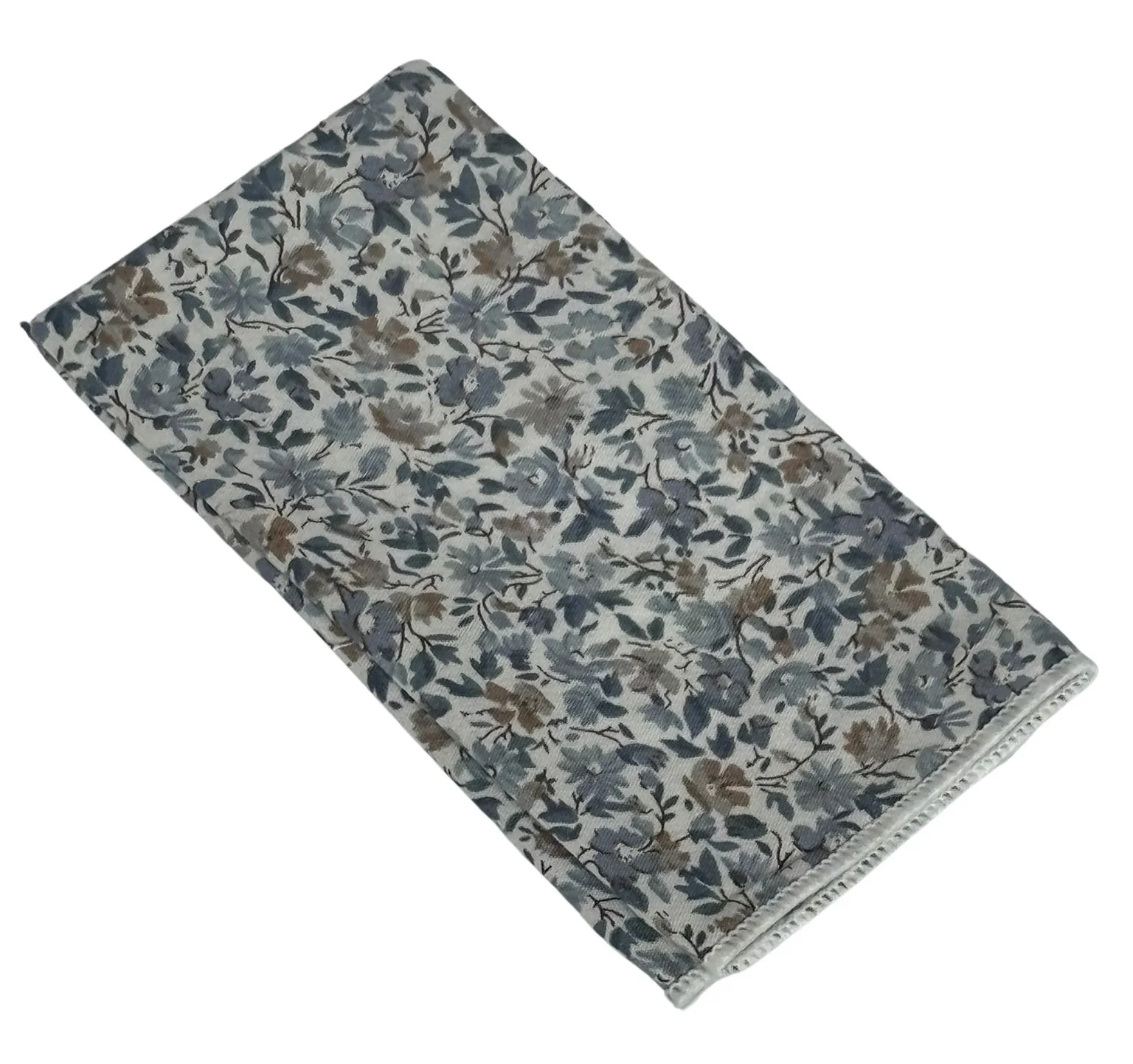 dusky blue English wildflower wedding design cotton bow tie and matching pocket square - Image 2