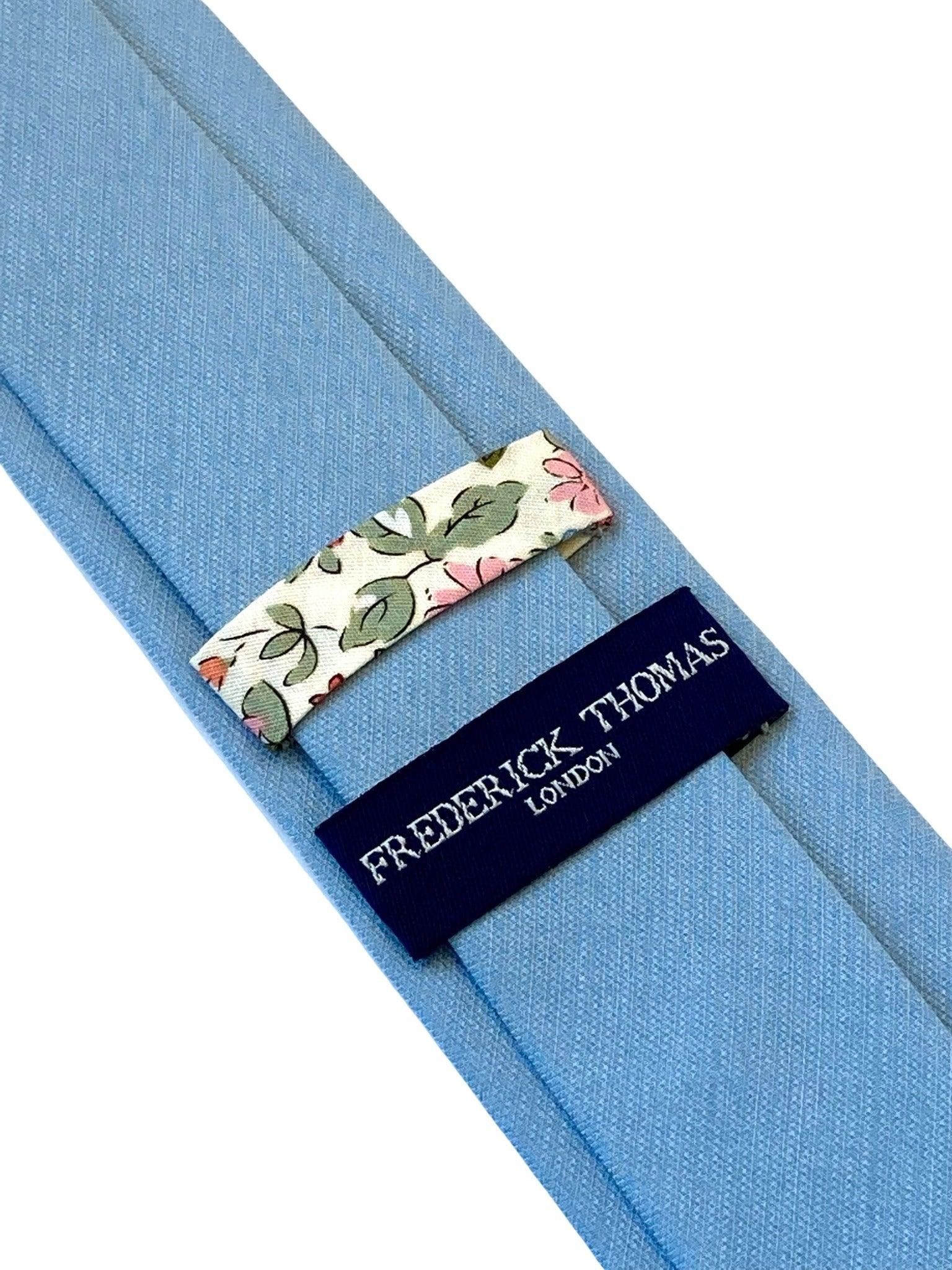dusky pale light blue luxury cotton mens classic width tie - Image 3