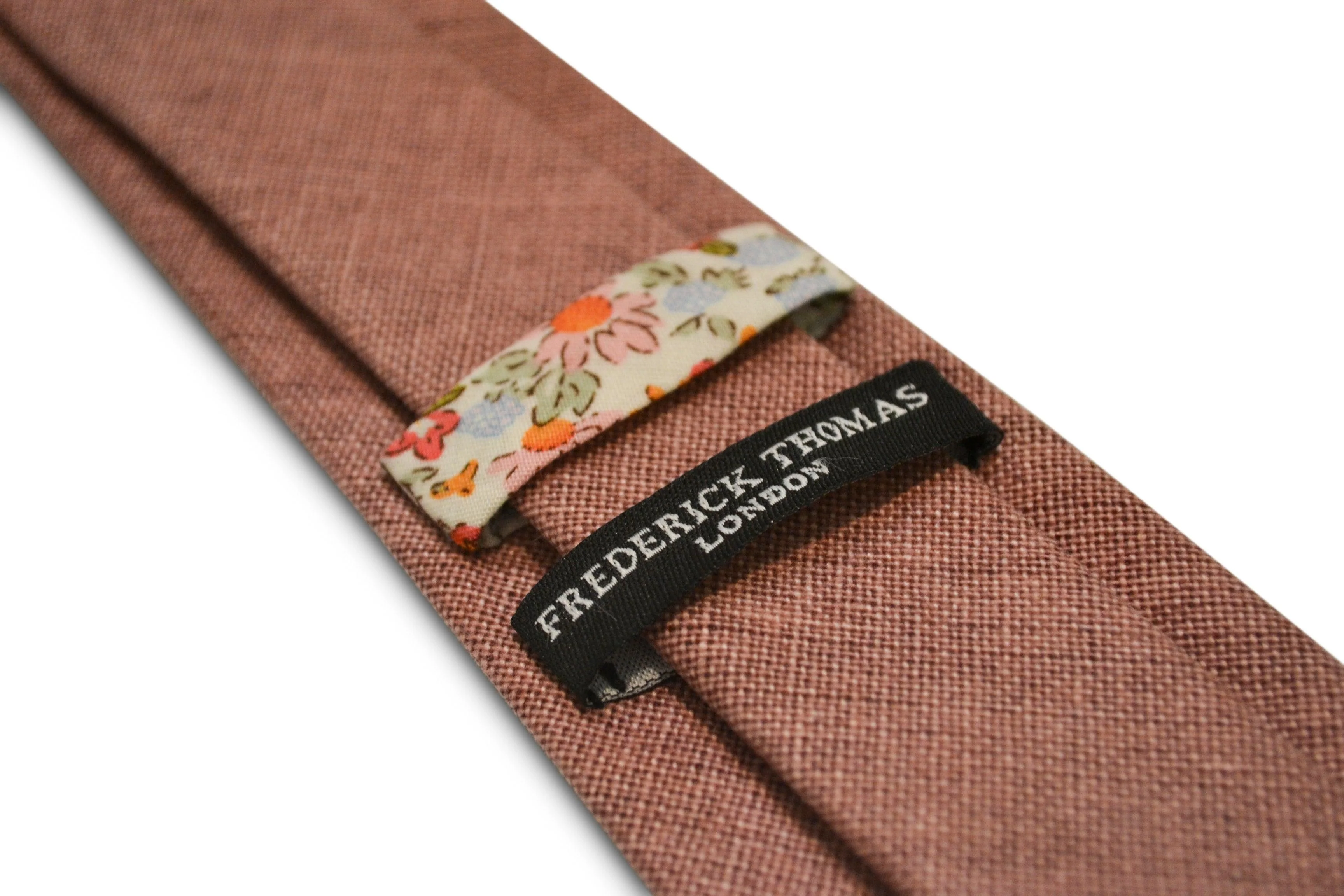 dusky pink brick linen tie - Image 4