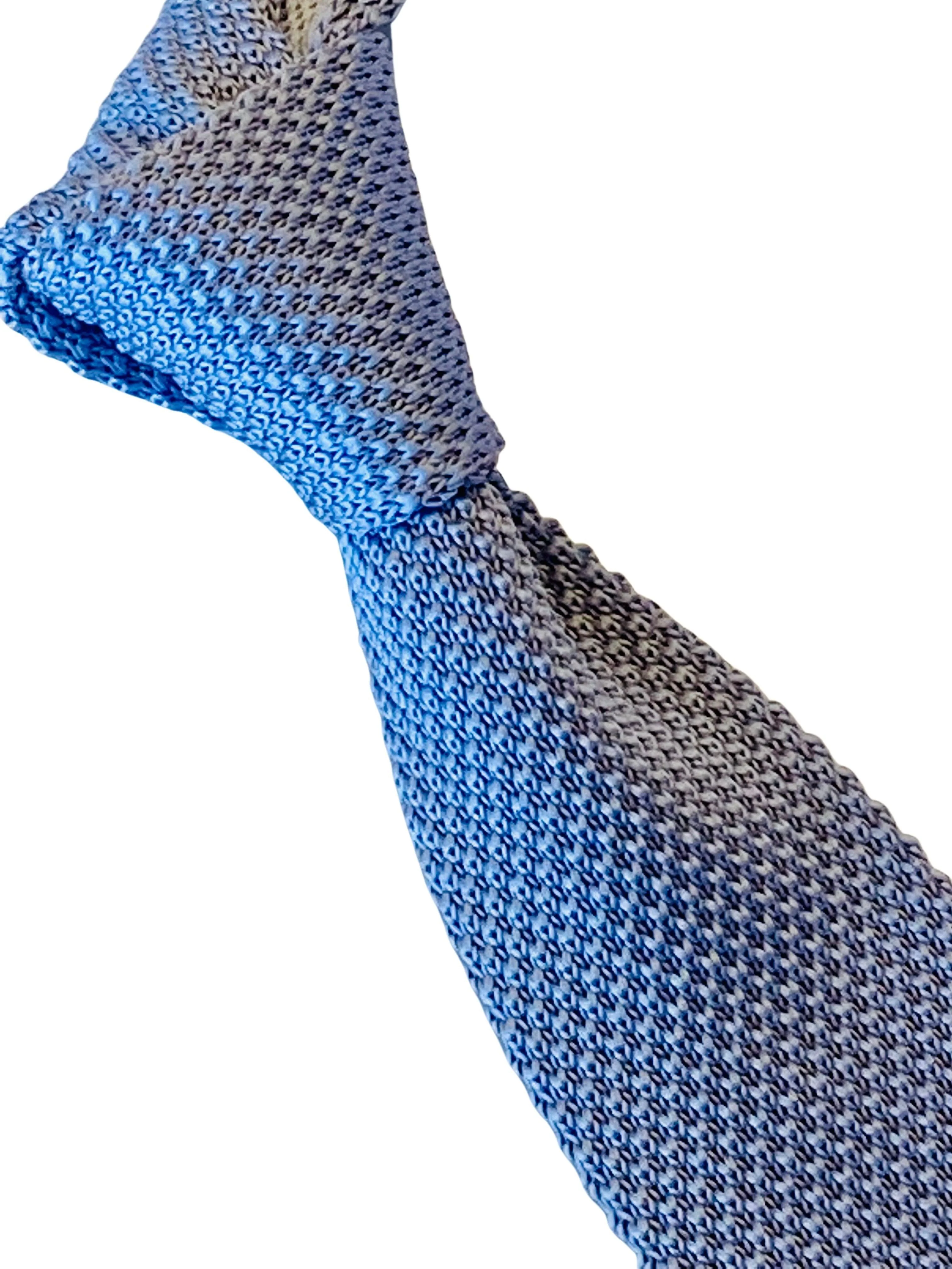 cornflower blue  knitted tie - Image 2