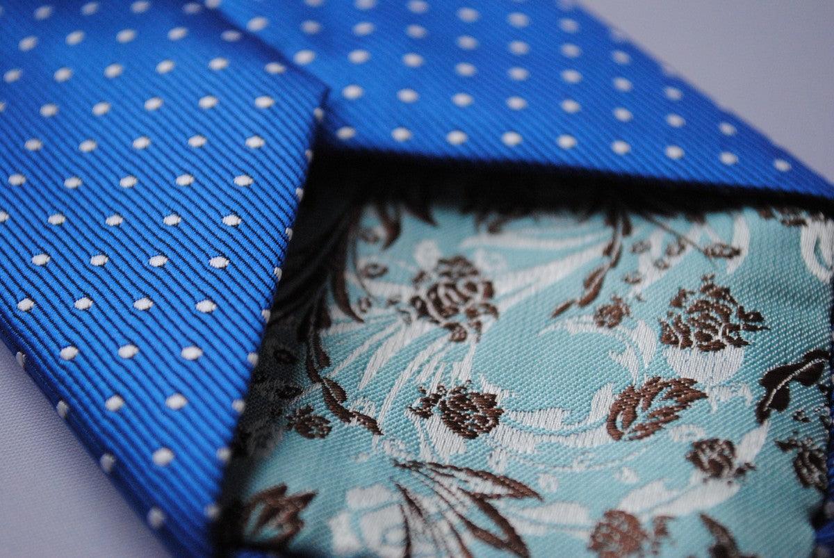 electric blue tie with white pin dots - Image 3