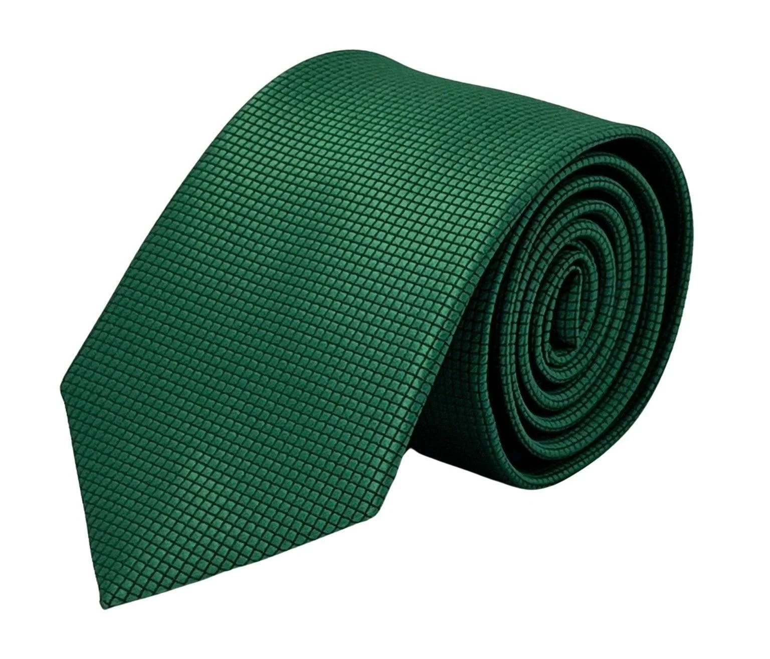 emerald green silky tie with subtle squared design - Image 2