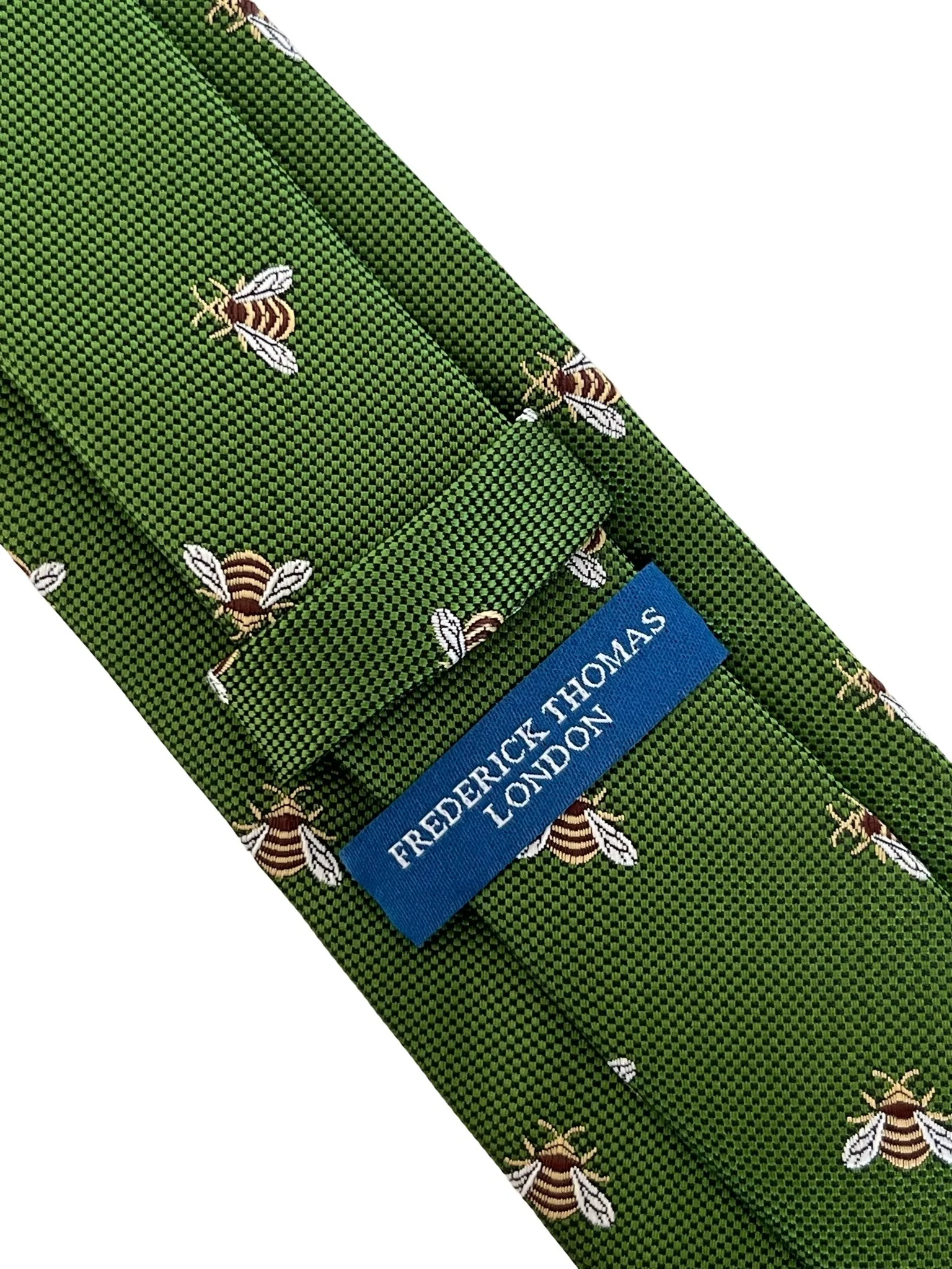 fern apple green  tie with  honey bumble-bee design - Image 4