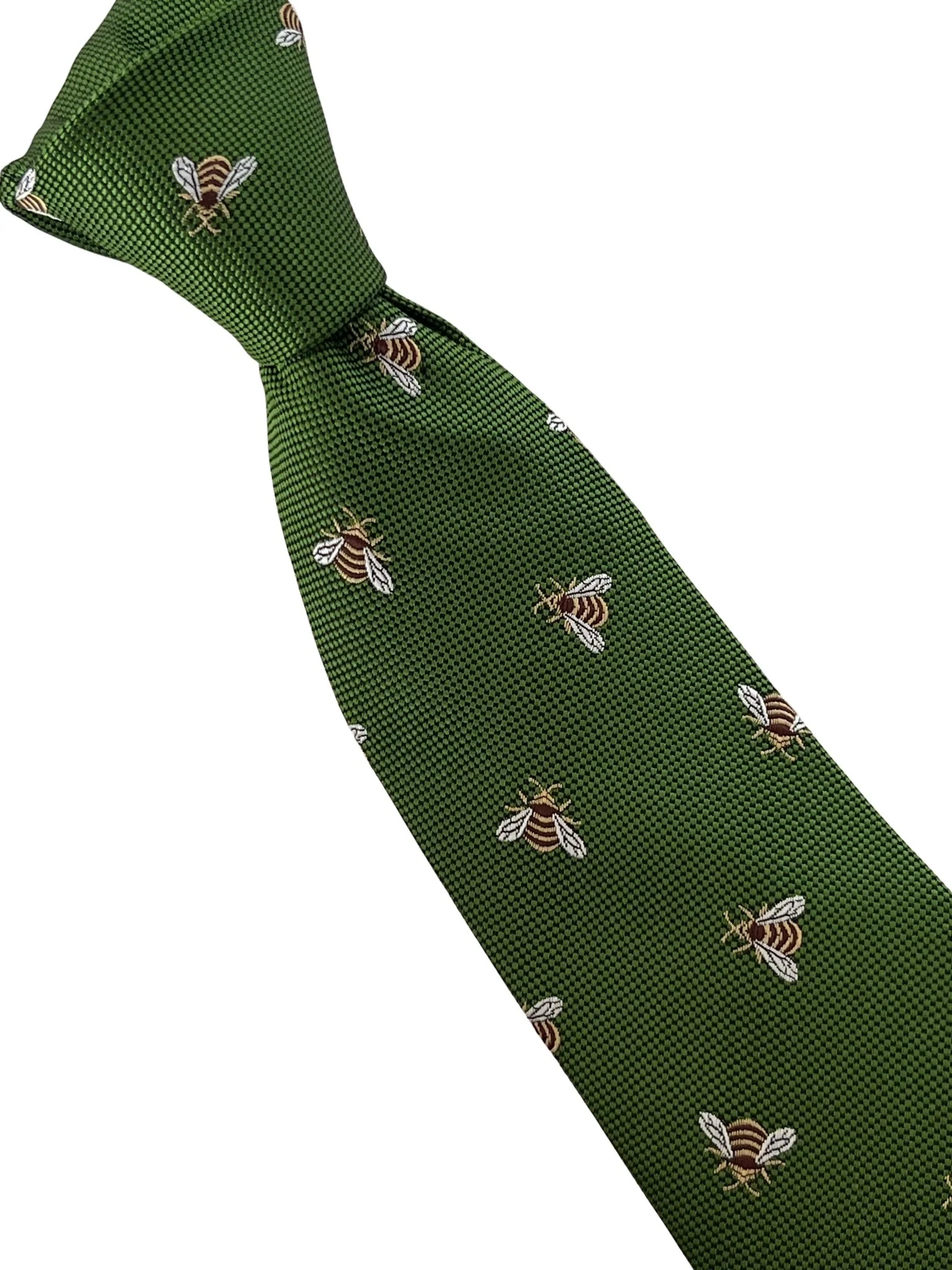 fern apple green  tie with  honey bumble-bee design - Image 6