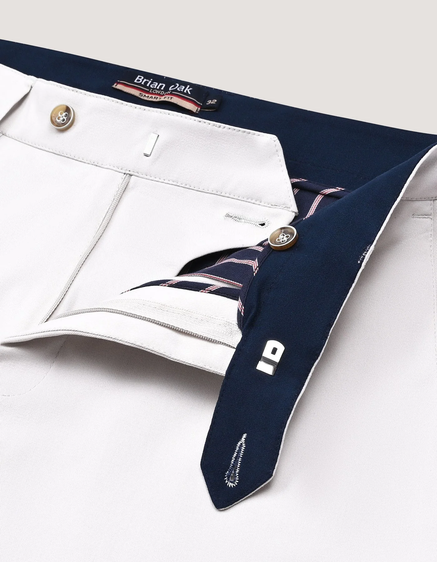 Flat Front Smart Fit Chinos – Cream - Image 3