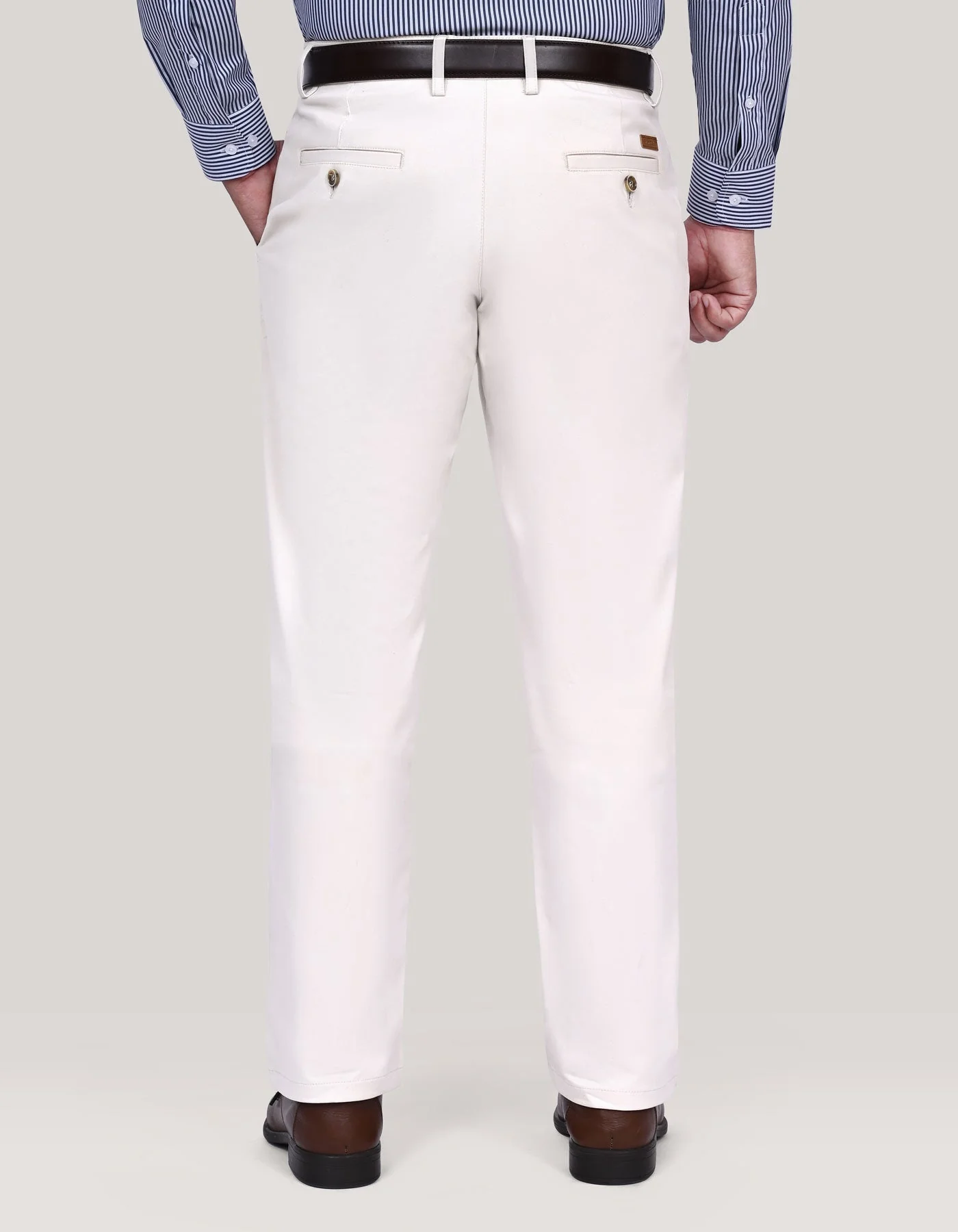 Flat Front Smart Fit Chinos – Cream - Image 5