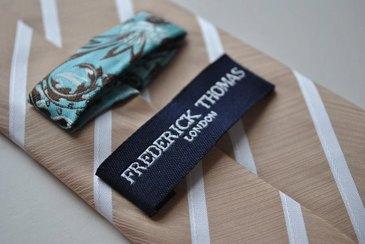 light brown and white striped tie - Image 2