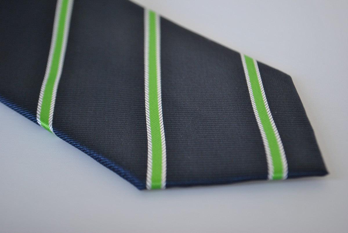 navy tie with green and white club stripes - Image 4