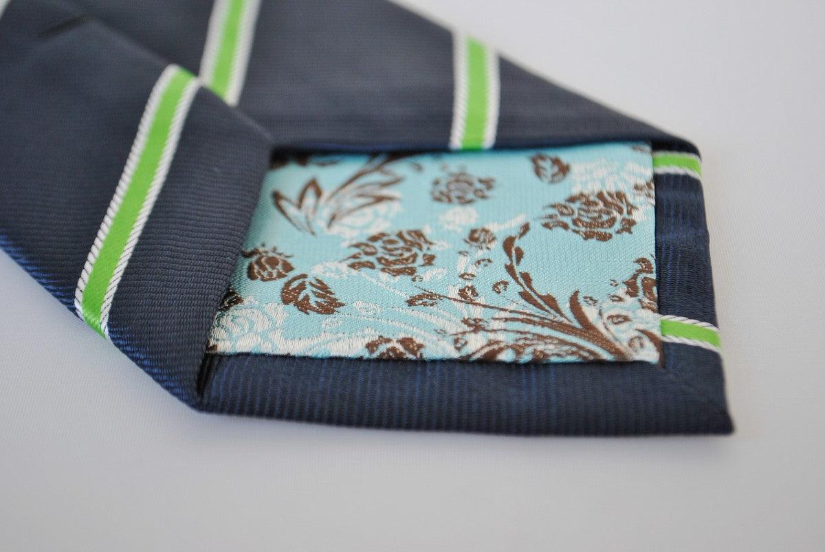 navy tie with green and white club stripes - Image 5