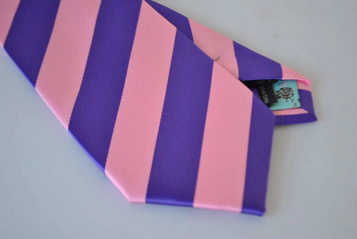 pink and purple barber striped tie - Image 3
