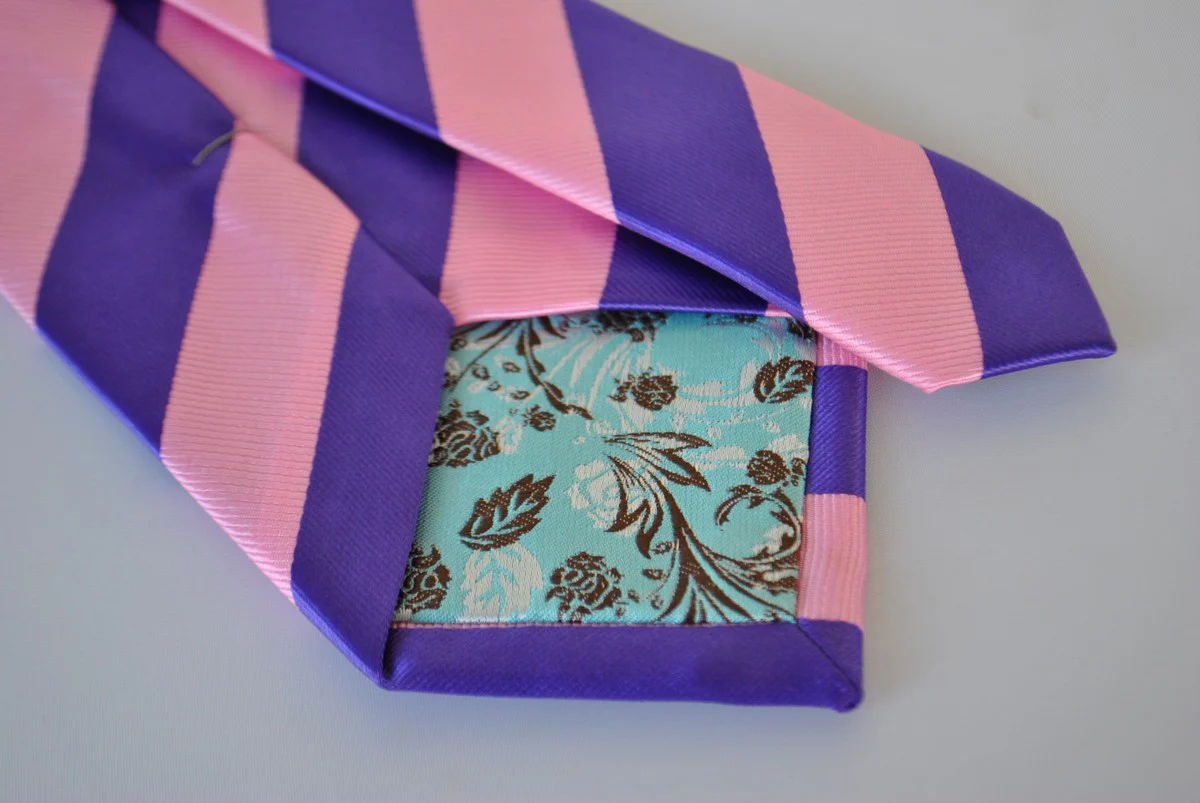 pink and purple barber striped tie - Image 4