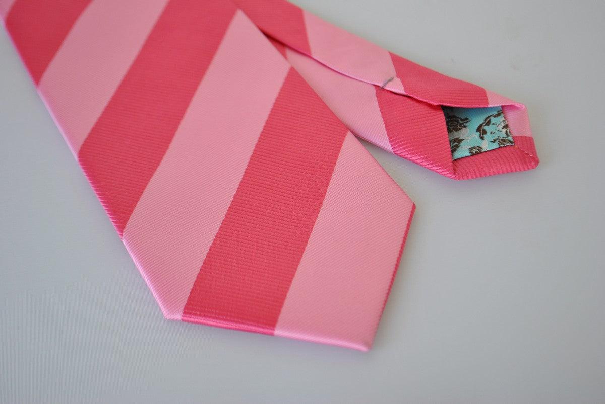 two tone pink barber striped tie - Image 3