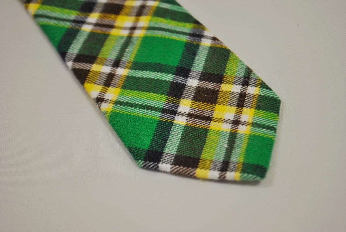 green, yellow and white check tweed wool tie - Image 5