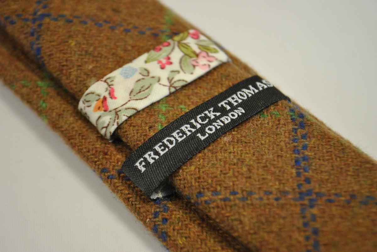 brown, green and blue check tweed wool tie - Image 3