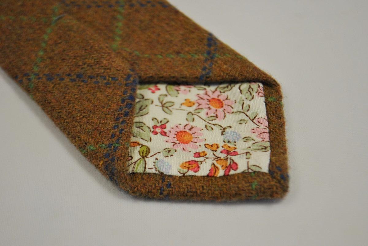 brown, green and blue check tweed wool tie - Image 4
